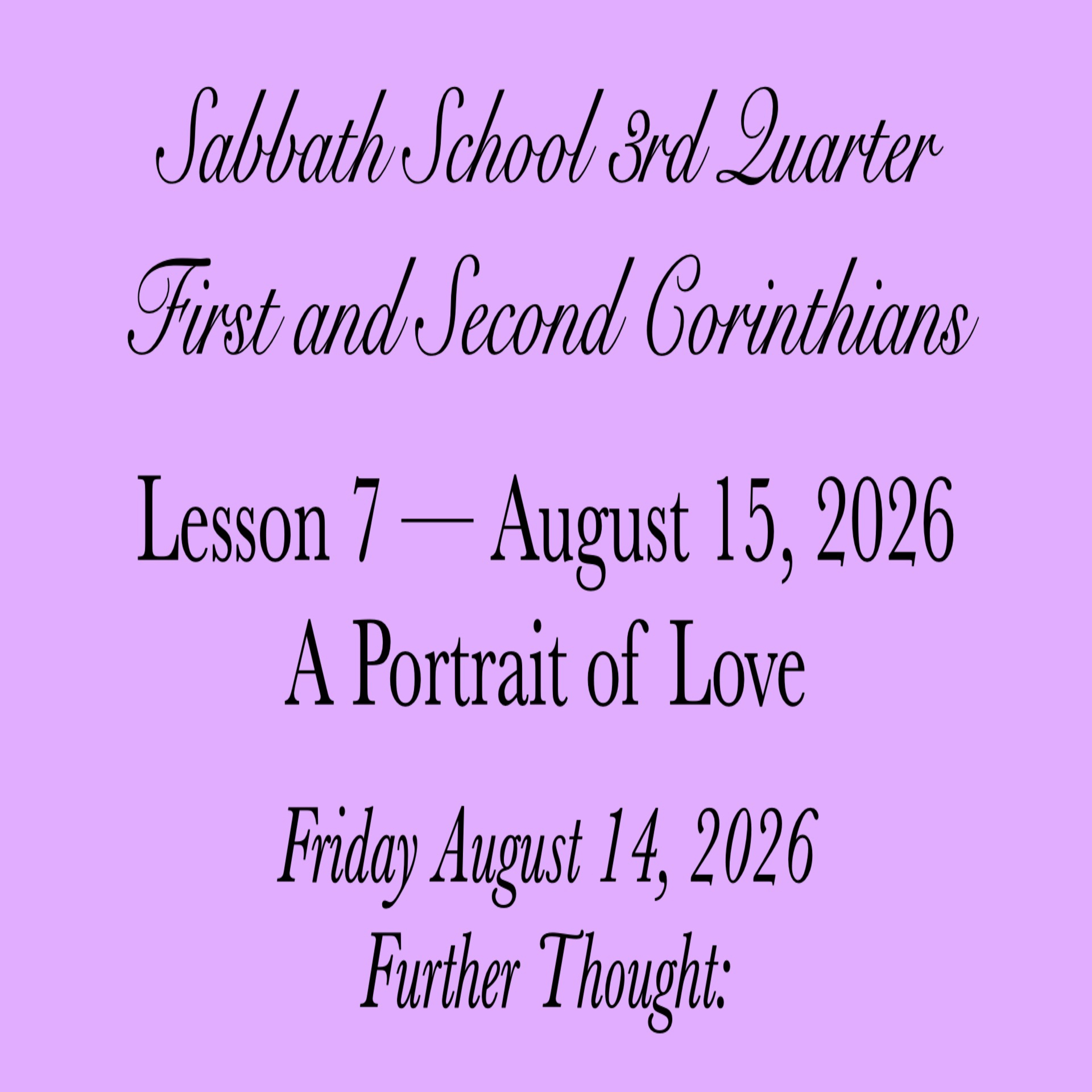 A Portrait of Love — Further Thought: