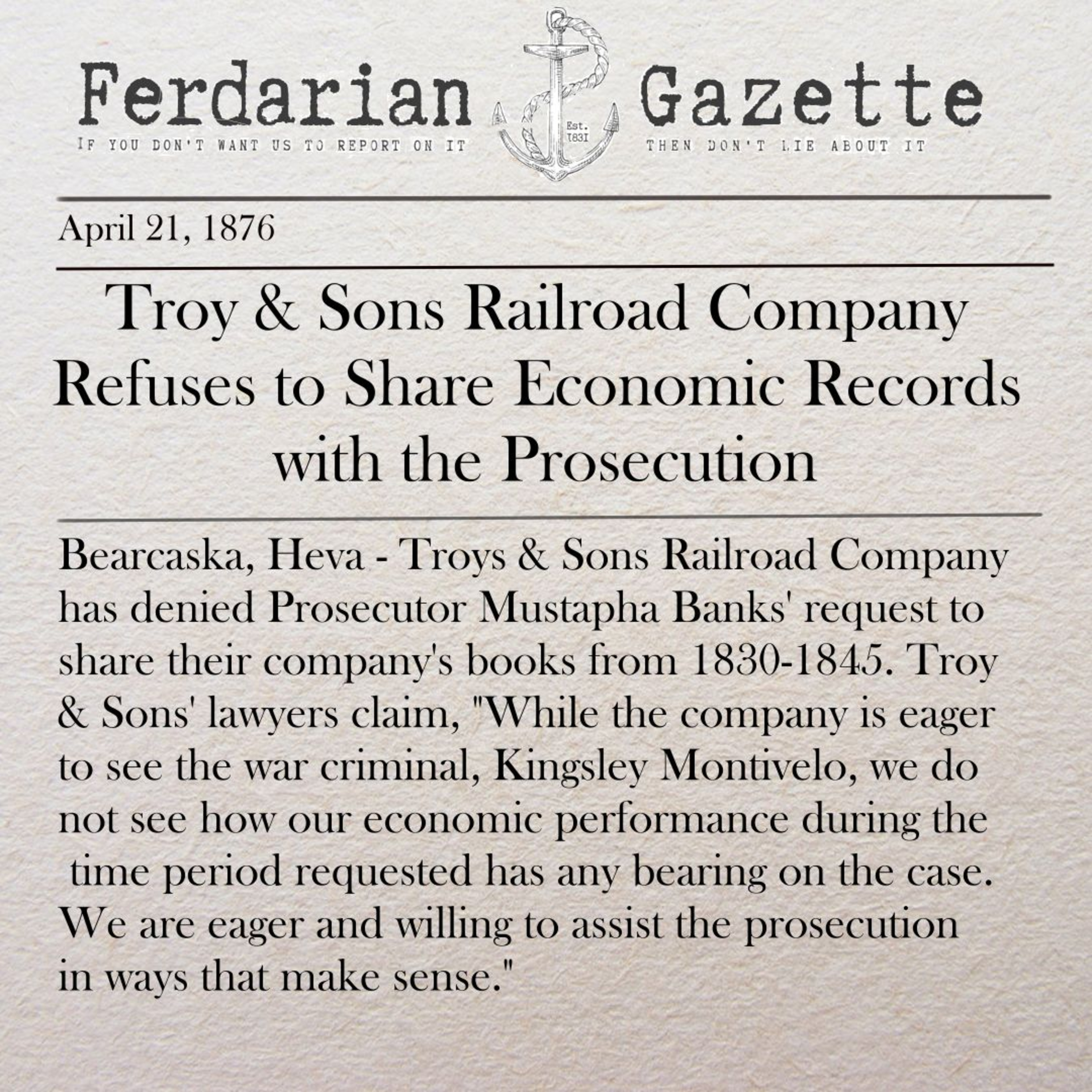 Episode 7 - Troy & Sons Railroad Company Refuses to Share Books with the Prosecution episode artwork
