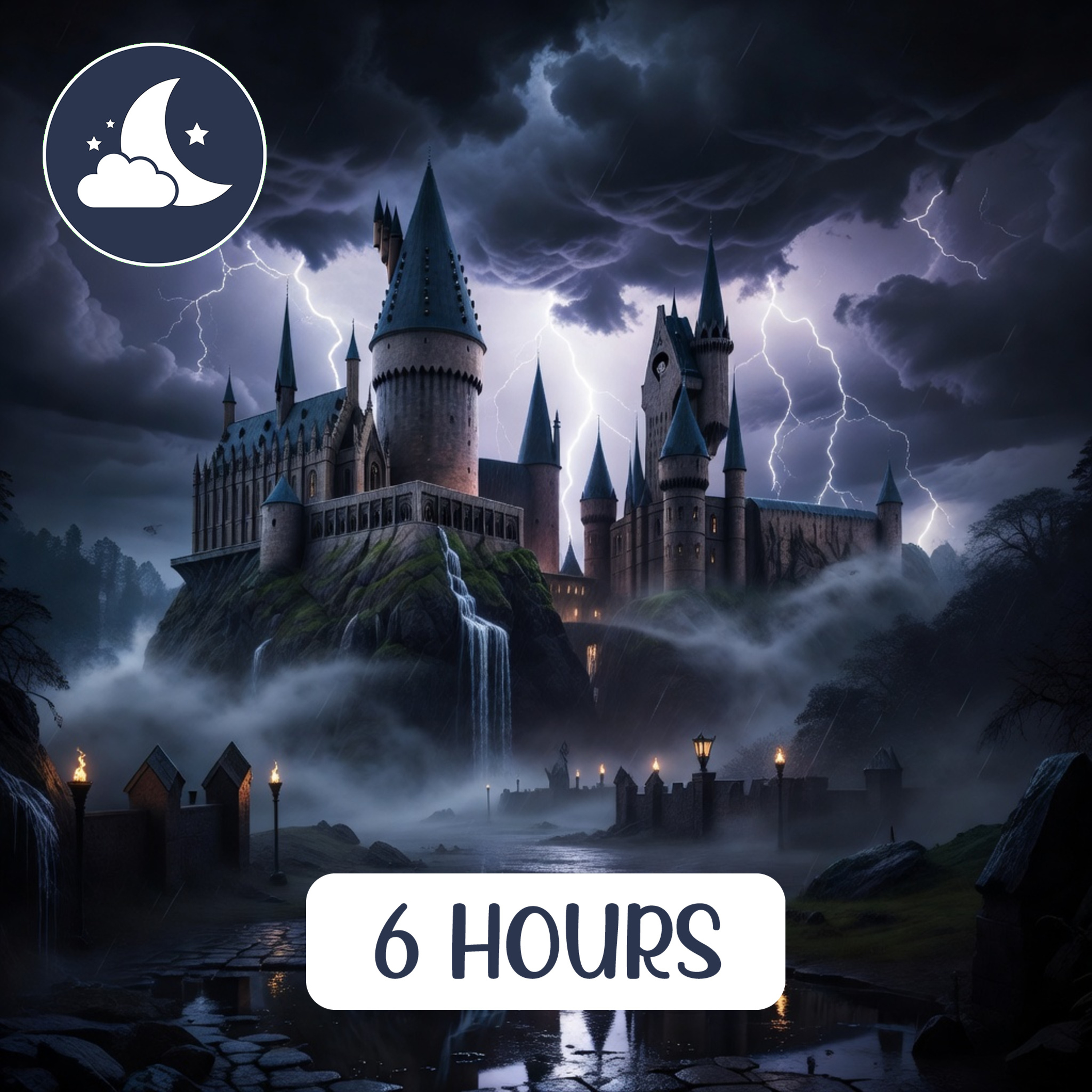 Hogwarts Castle Stormy Night Walk | Relaxing Thunder & Rain Ambience for Sleep & Meditation