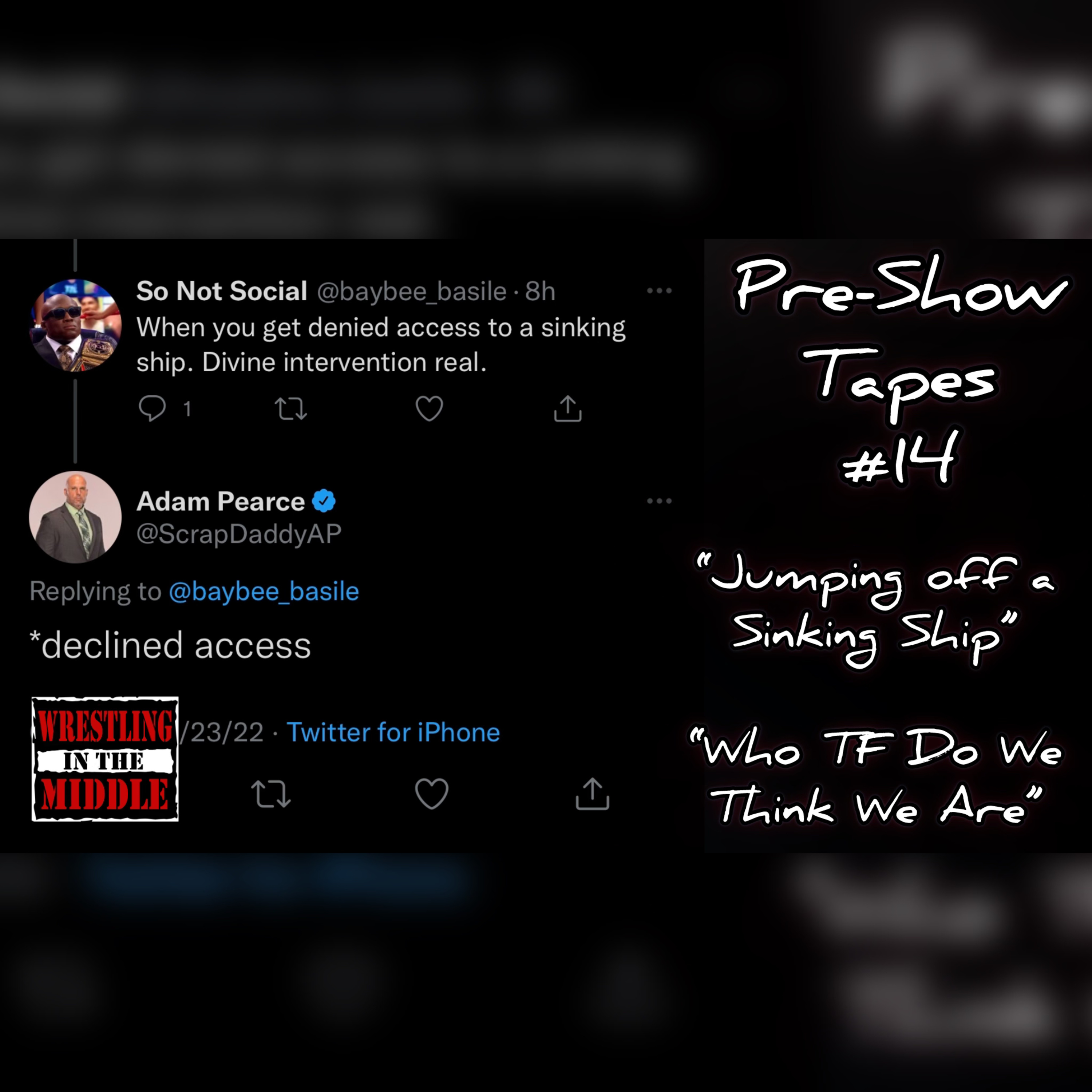 Pre Show Tapes #14 - “Jumping off a Sinking Ship”/ "Who TF Do We Think We Are?" episode artwork