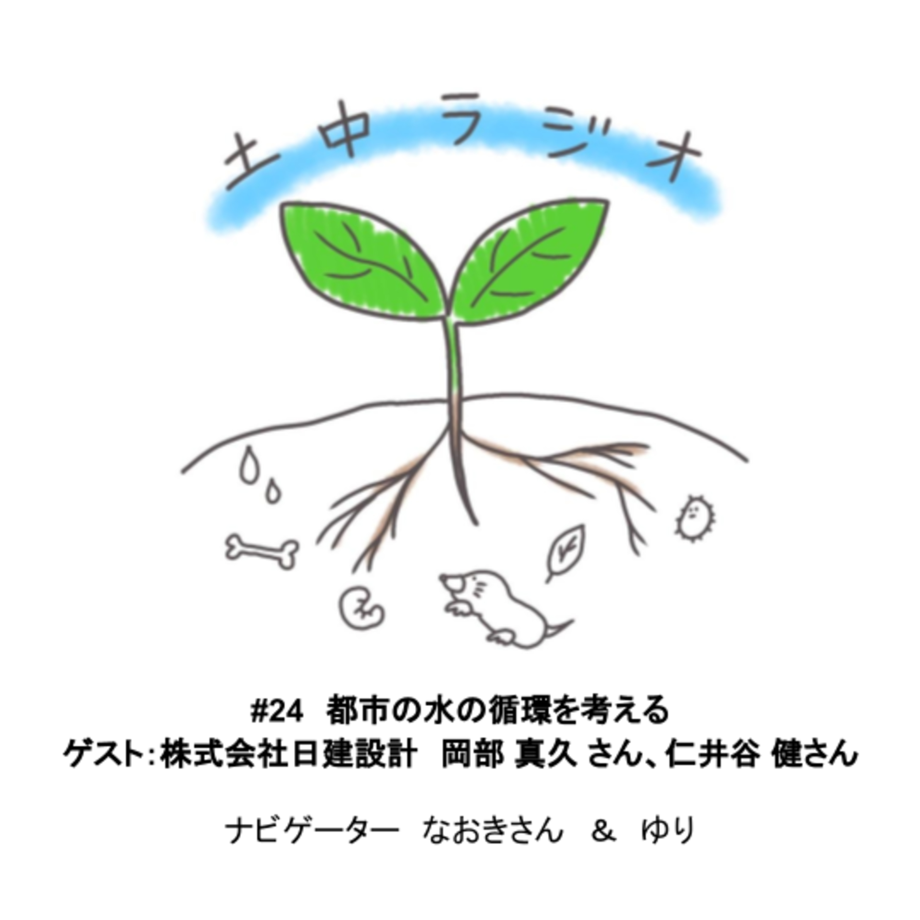 土中ラジオ#24　都市の水の循環を考える　ゲスト：岡部真久さん＆仁井谷健さん episode artwork