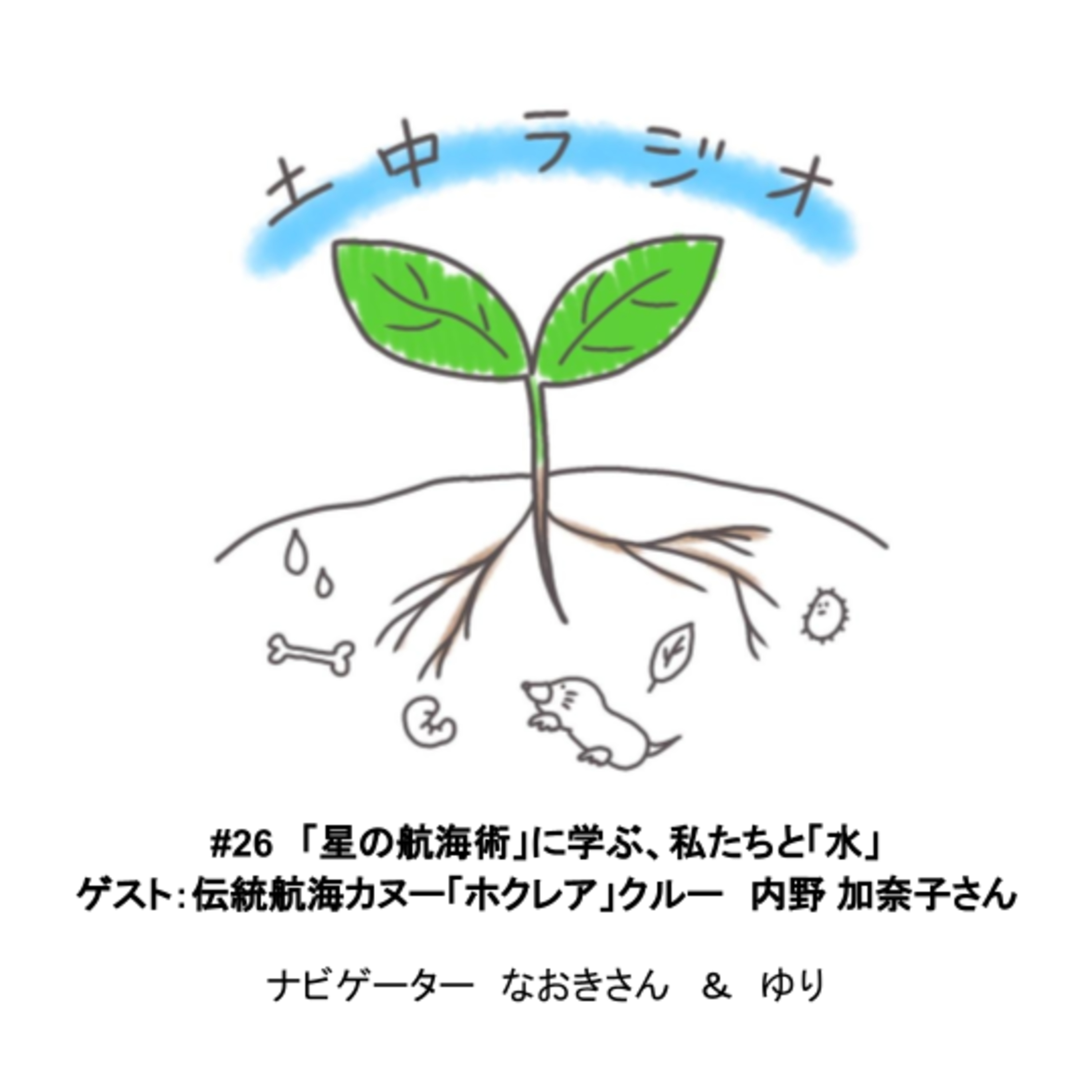 土中ラジオ #26　「星の航海術」に学ぶ、私たちと「水」　ゲスト：伝統航海カヌー「ホクレア」クルー　内野加奈子さん episode artwork