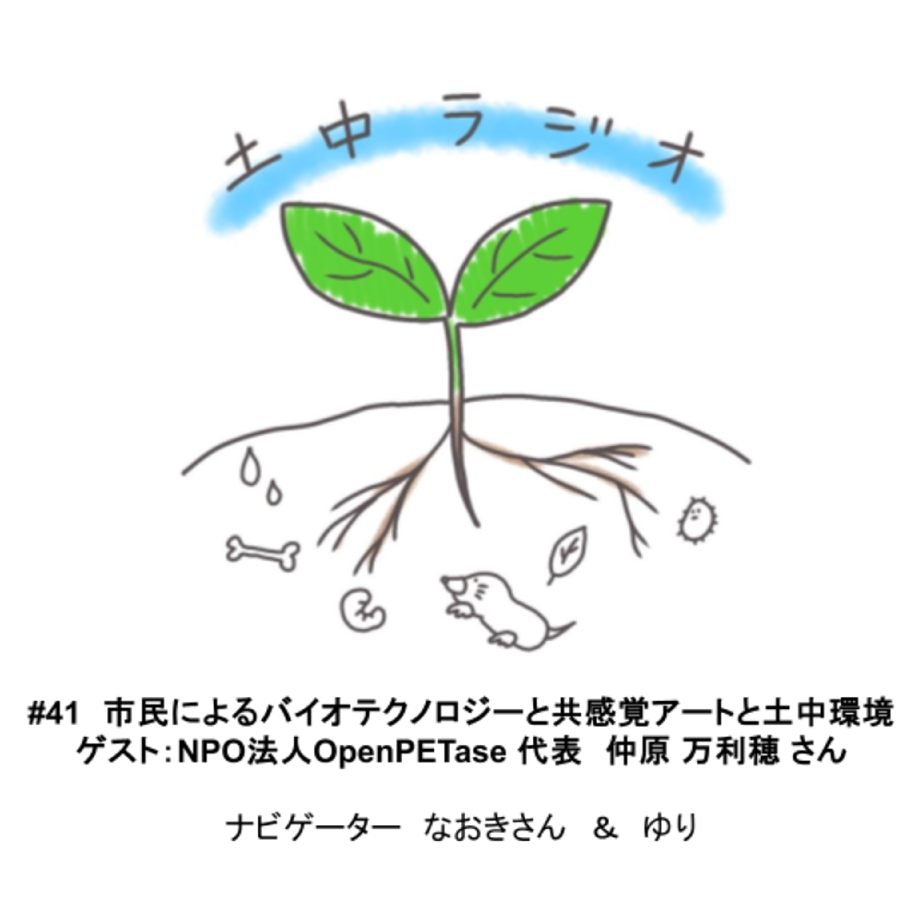 土中ラジオ#41　市民によるバイオテクノロジーと共感覚アートと土中環境　ゲスト：仲原 万利穂さん episode artwork