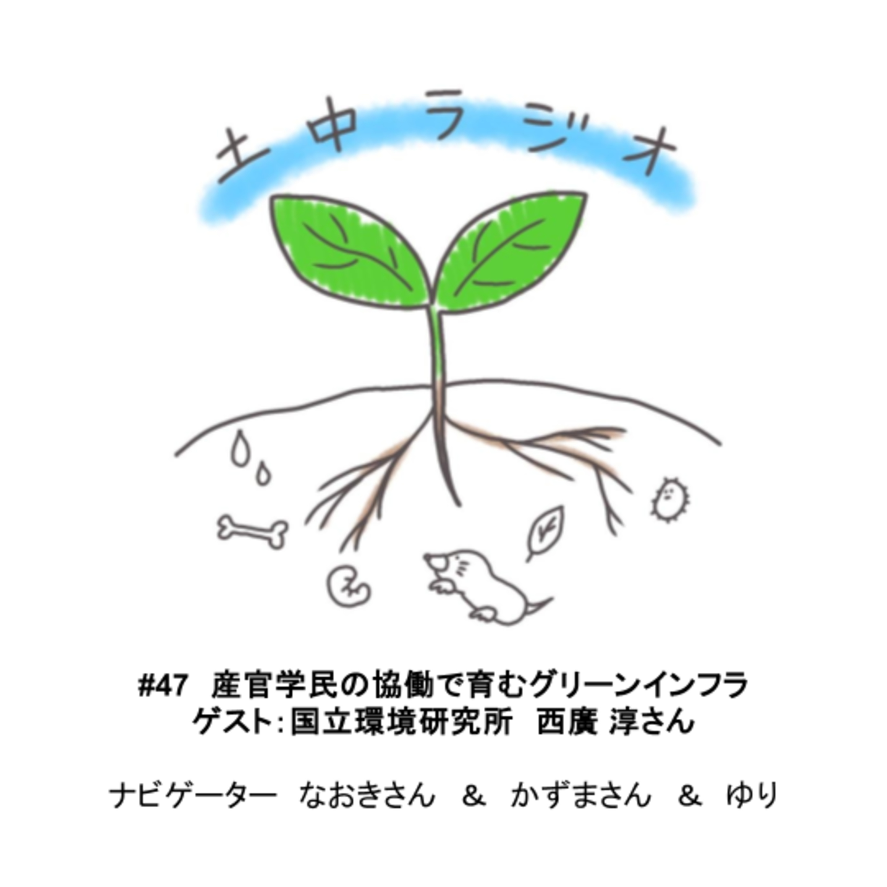 土中ラジオ#47　産官学民の協働で育むグリーンインフラ　ゲスト：西廣 淳さん episode artwork