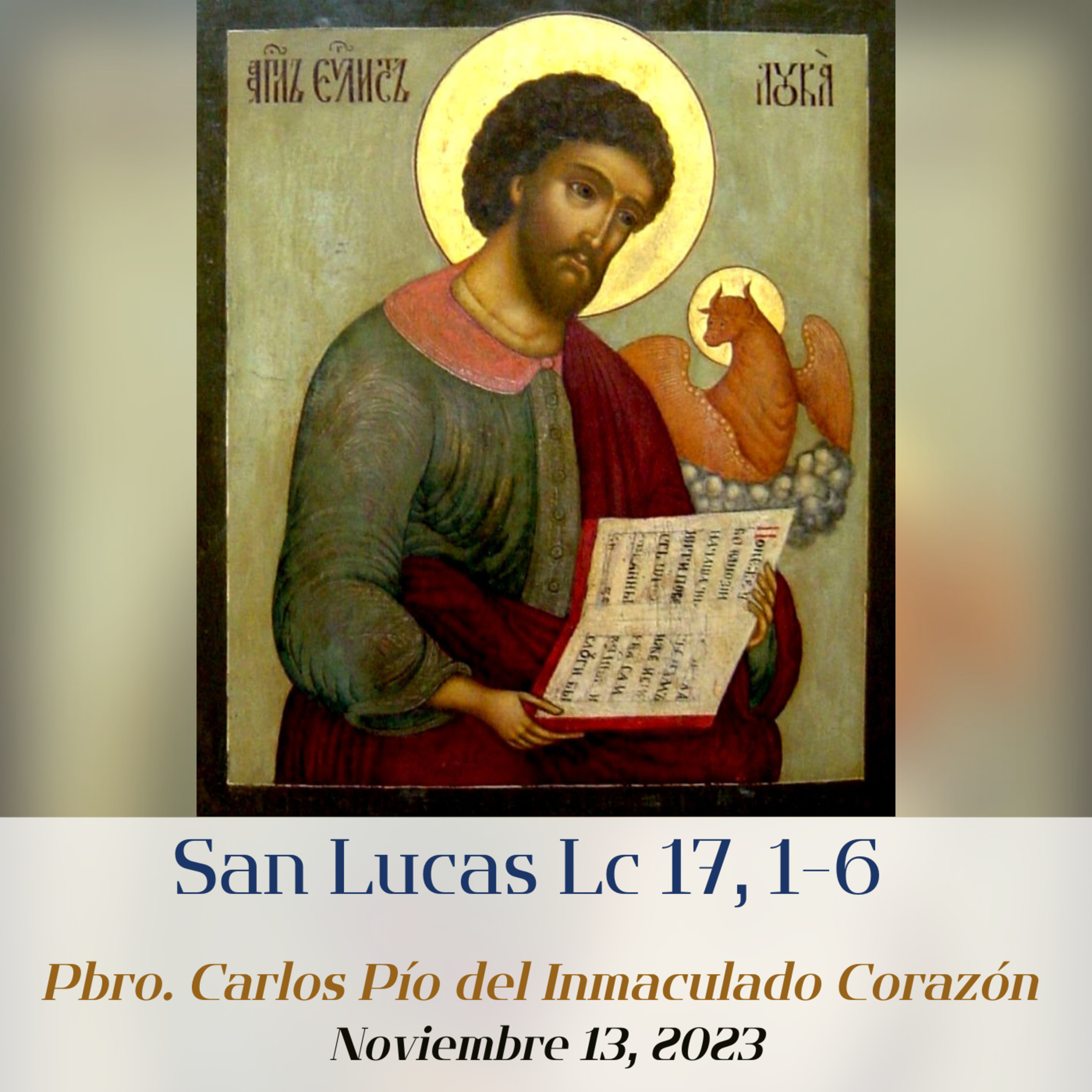 EVANGELIO Y PENSAMIENTO DEL DÍA 13 DE NOVIEMBRE, 2023. Pbro. Carlos Pío del Inmaculado Corazón episode artwork