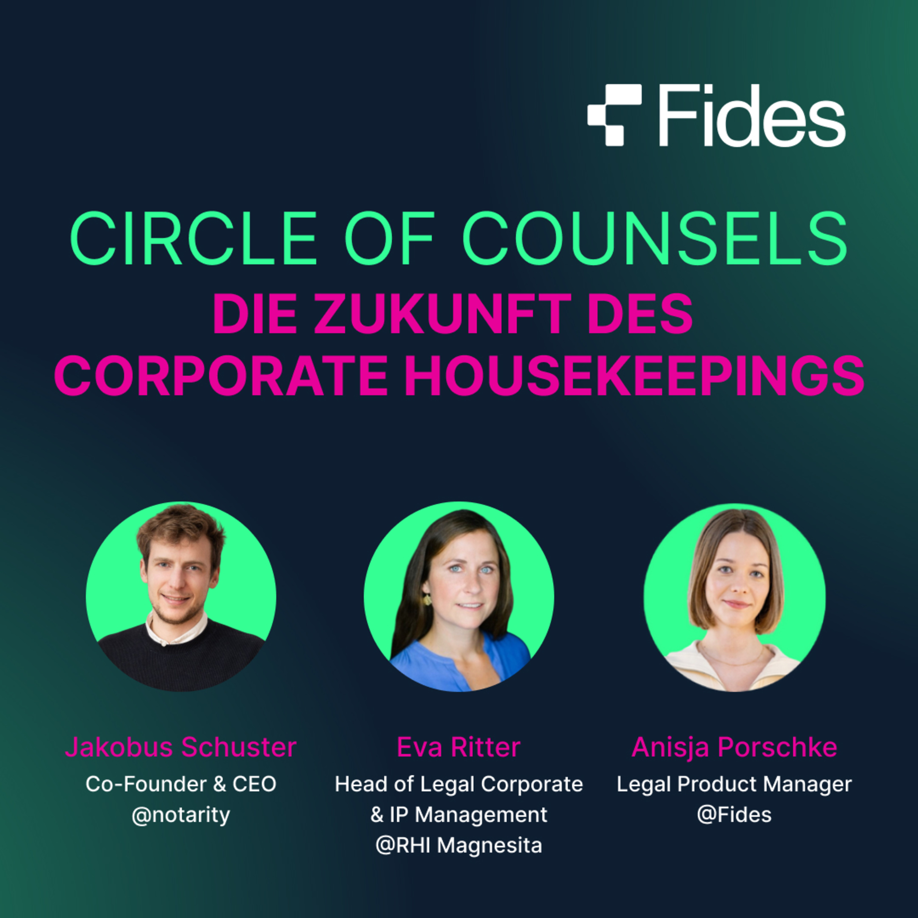 12 | Mit Jakobus Schuster (notarity) und Eva Ritter (RHI Magnesita) über die Zukunft des Corporate Housekeepings - Circle of Counsels Wien episode artwork