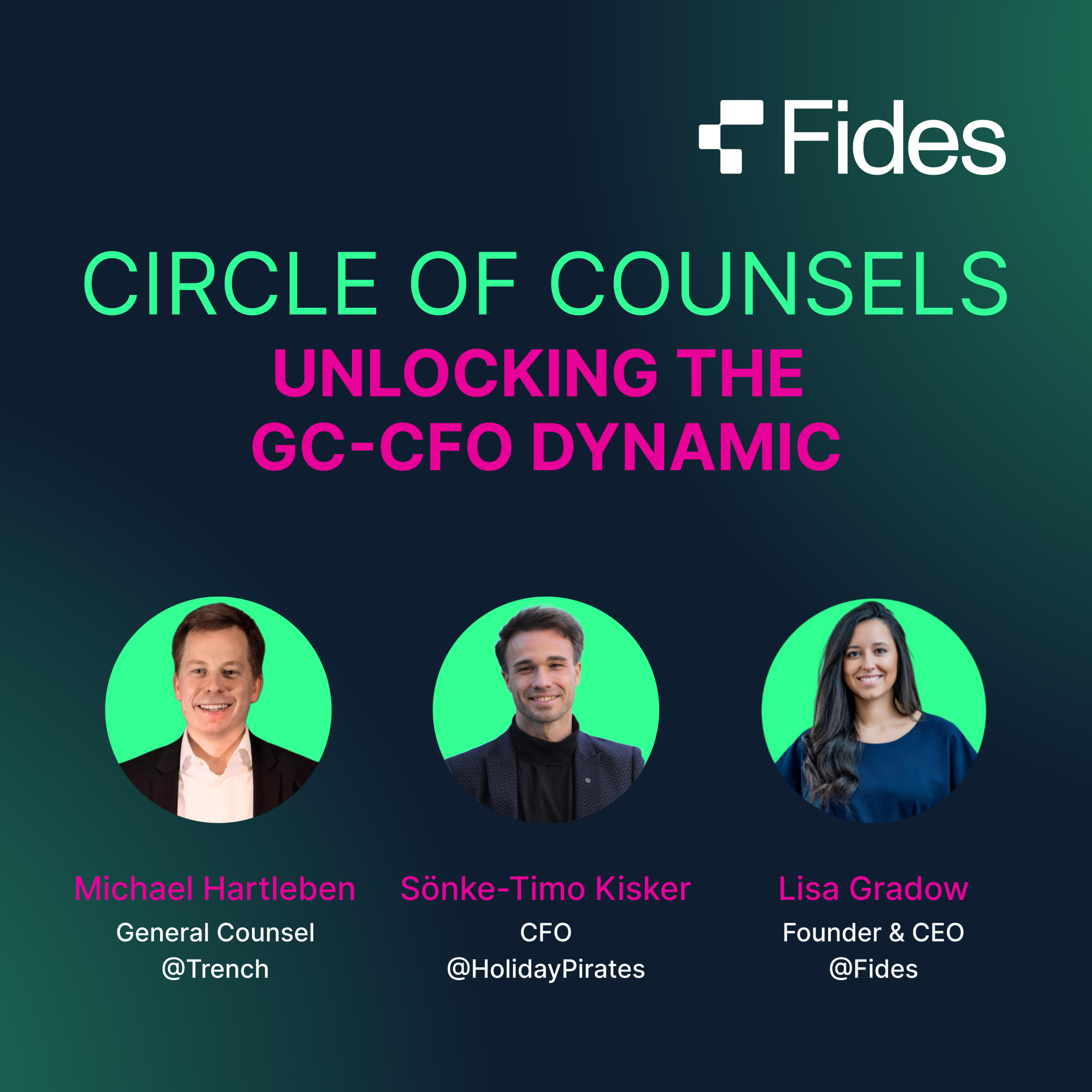 19 | With Michael Hartleben (Trench) & Sönke Kisker (HolidayPirates) about unlocking the GC-CFO dynamic - Circle of Counsels Berlin episode artwork