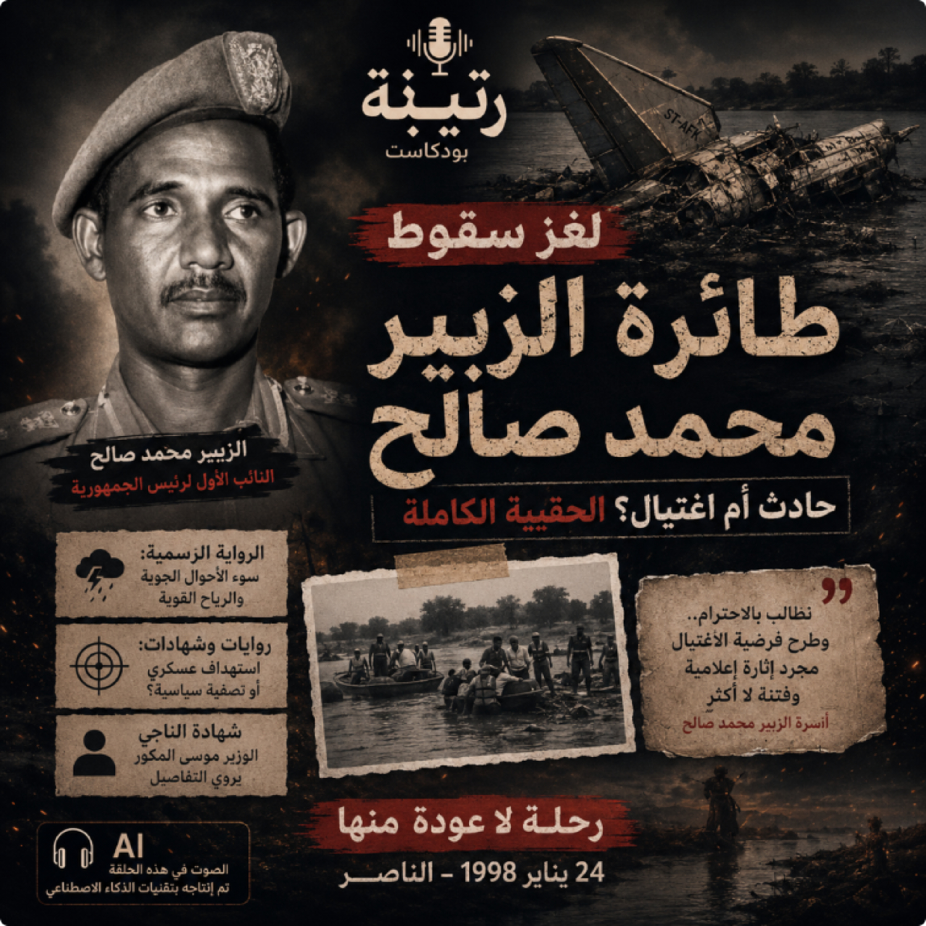 حادثة سقوط طائرة الزبير محمد صالح | القصة الكاملة بين الرواية الرسمية ونظريات الاغتيال