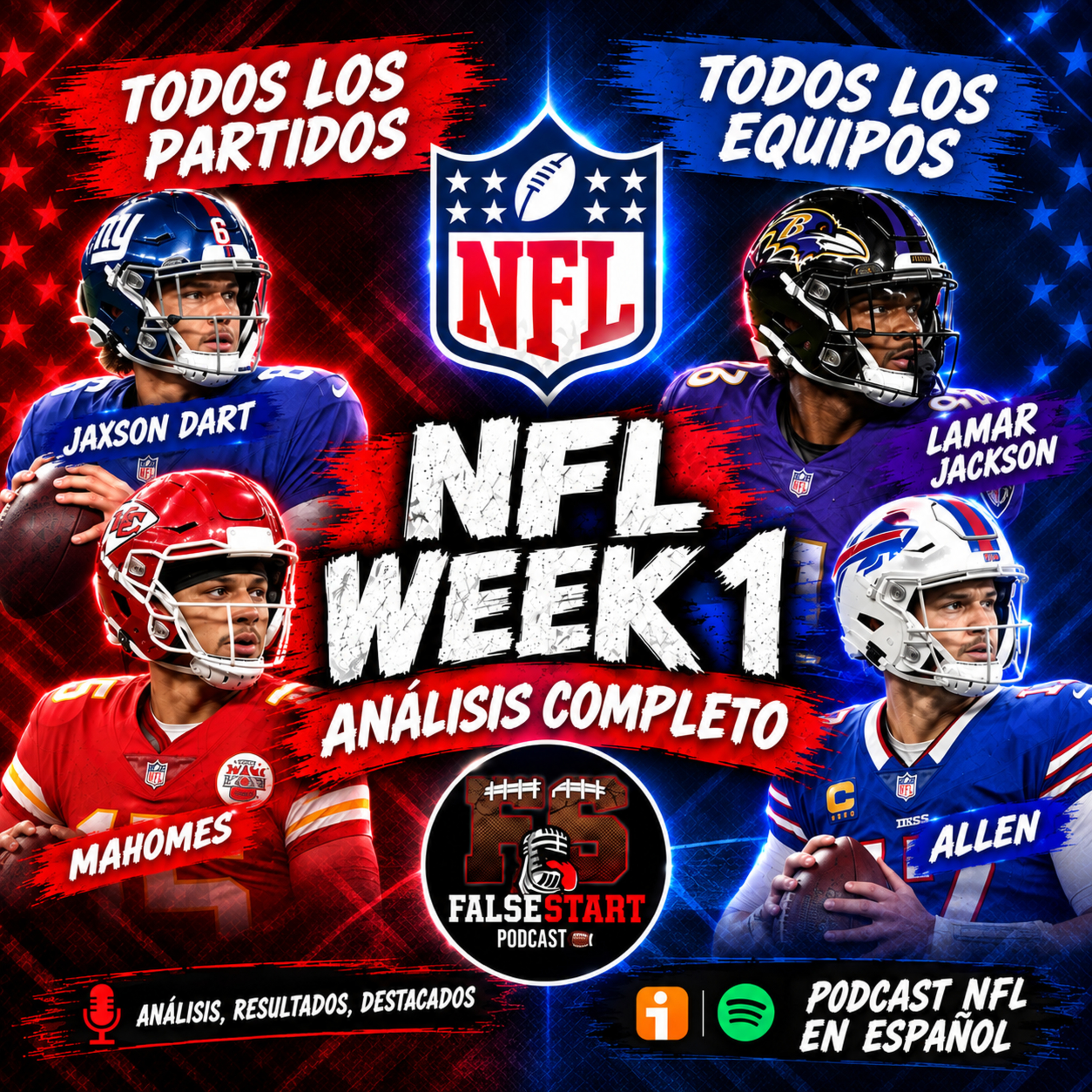 Portada de FALSE START Podcast NFL en español