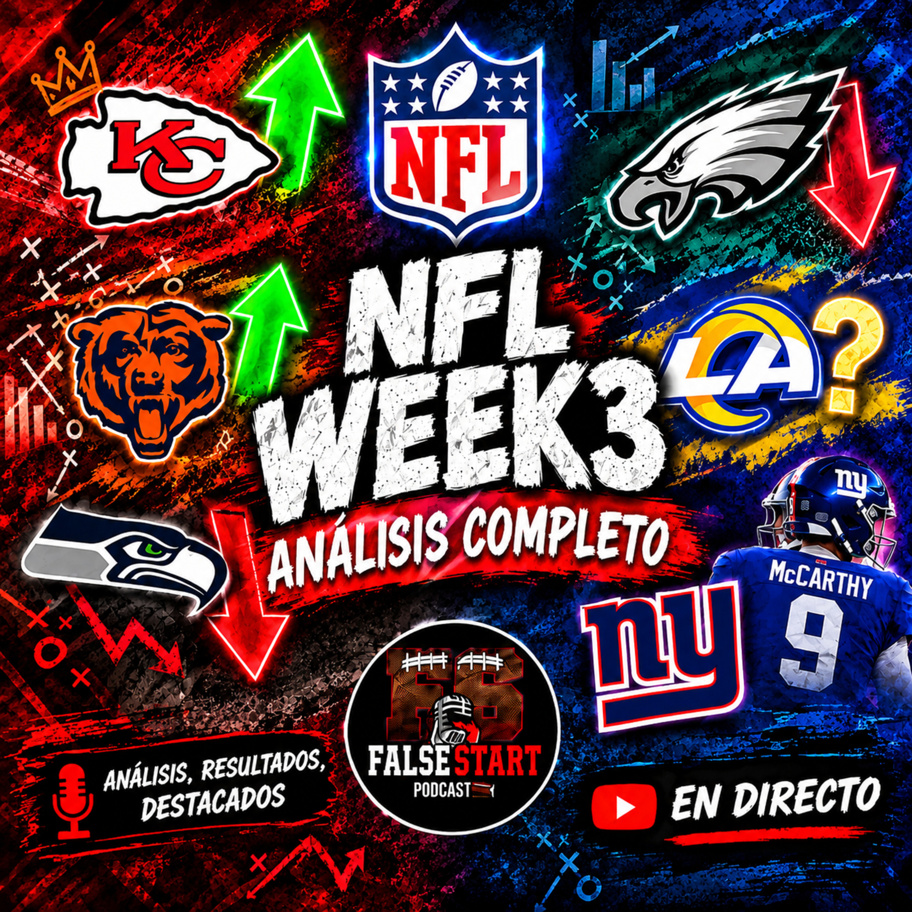 Portada de FALSE START Podcast NFL en español