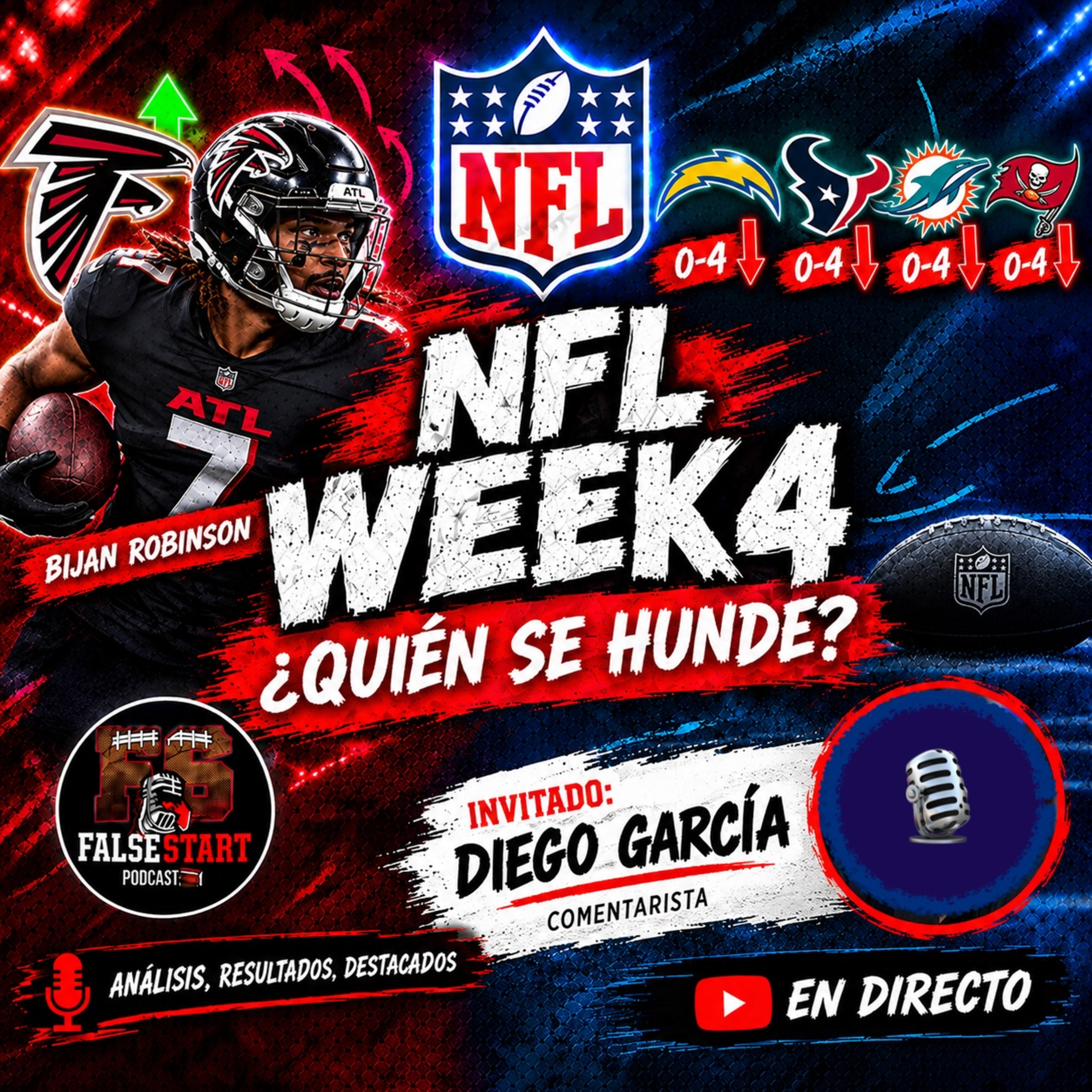 Portada de FALSE START Podcast NFL en español