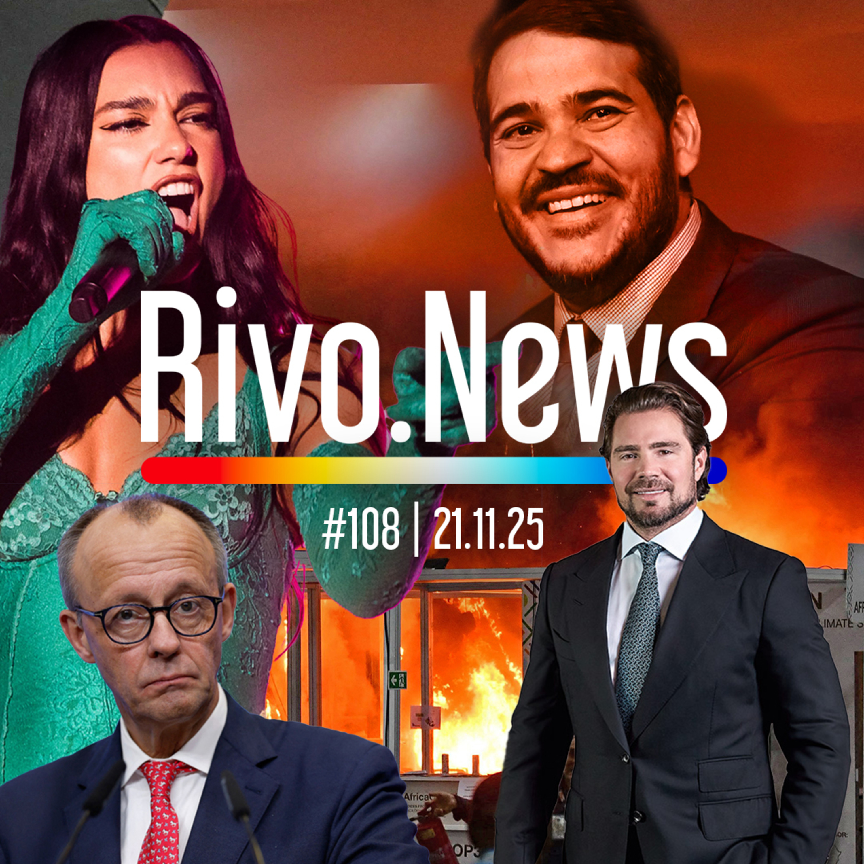 ESCÂNDALO DO BANCO MASTER, INCÊNDIO E CHANCELER NA COP E DUA LIPA NO BRASIL | RivoNews #108 - 21/11 episode artwork
