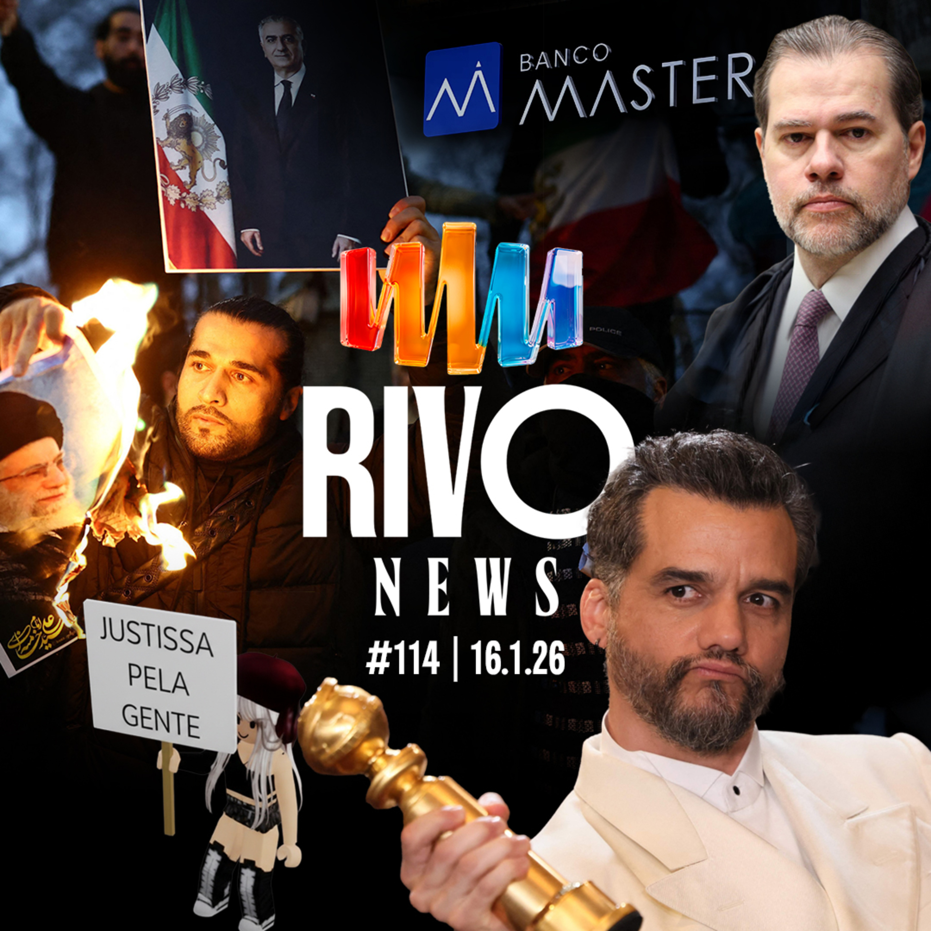 DISPUTA INSTITUCIONAL NO MASTER, PROTESTOS NO IRÃ E ROBLOX E BRASIL PREMIADO | RivoNews #114 - 16/01 episode artwork