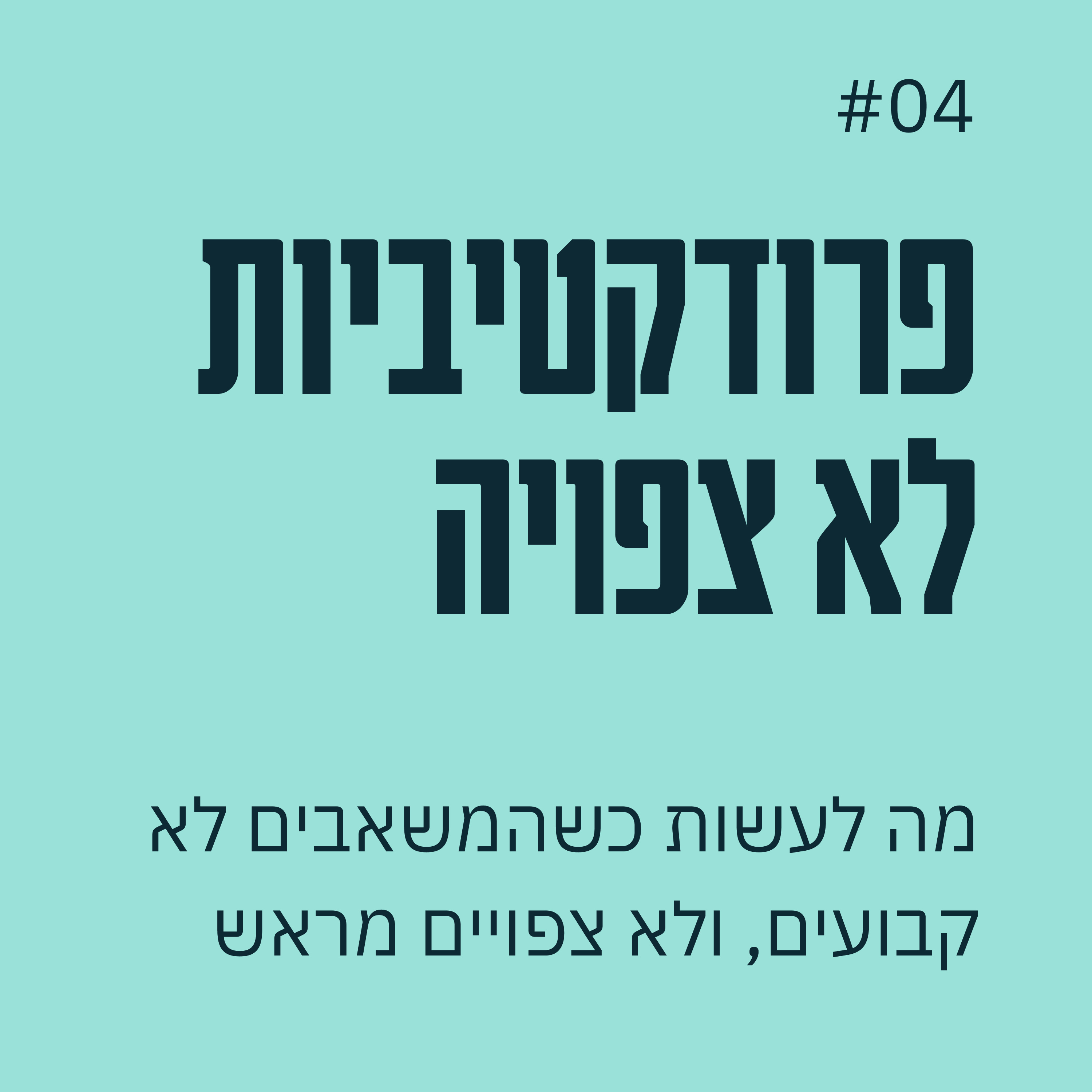 פרק 04 - פרודקטיביות לא צפויה: מה לעשות כשהמשאבים לא קבועים episode artwork