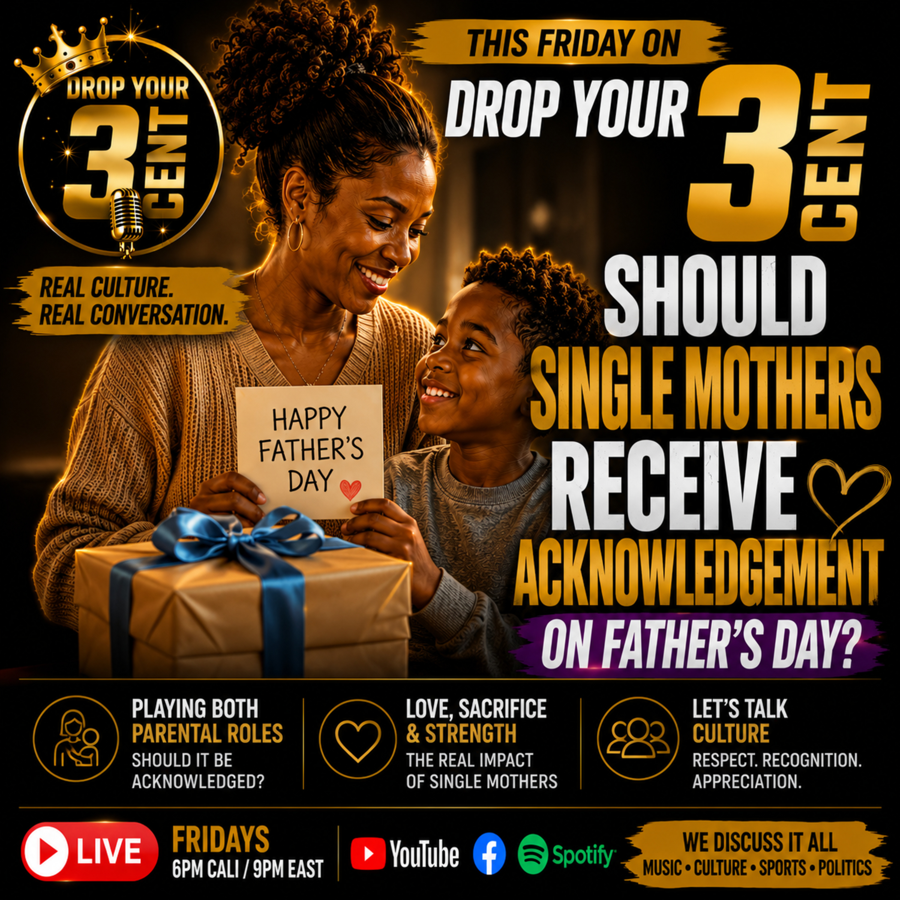 Should Single Mothers Be Honored on Father's Day? | Drop Your 3Cent episode artwork