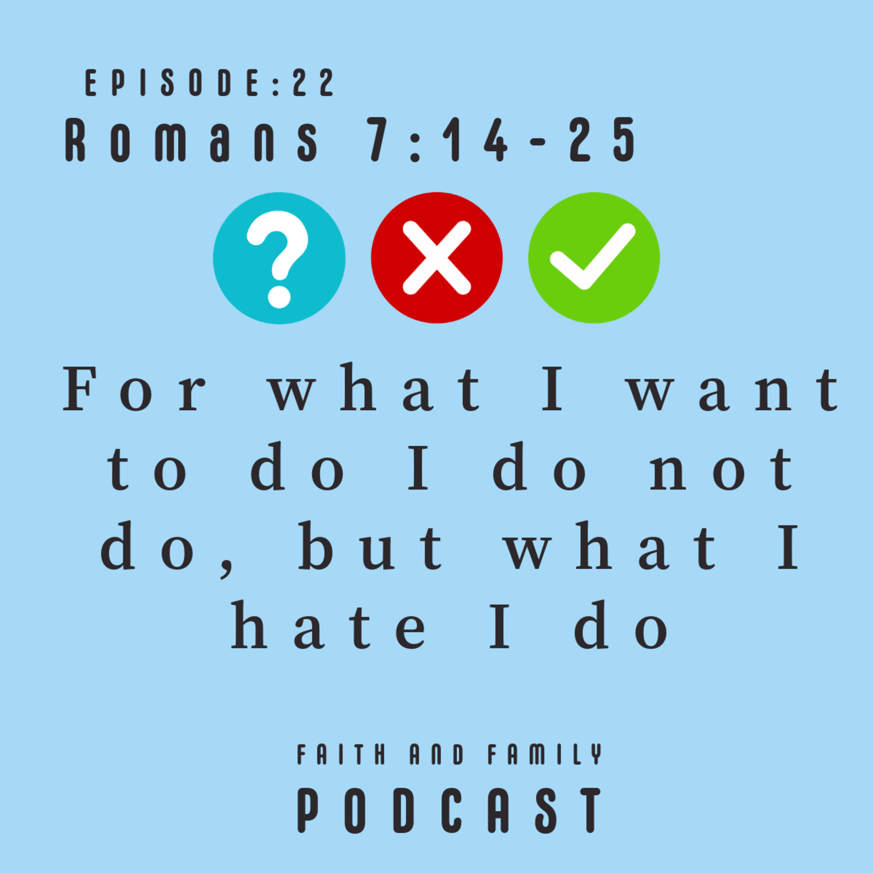 Episode 22: For what I want to do I do not do, but what I hate I do. Bible study (Romans 7:14-25) episode artwork