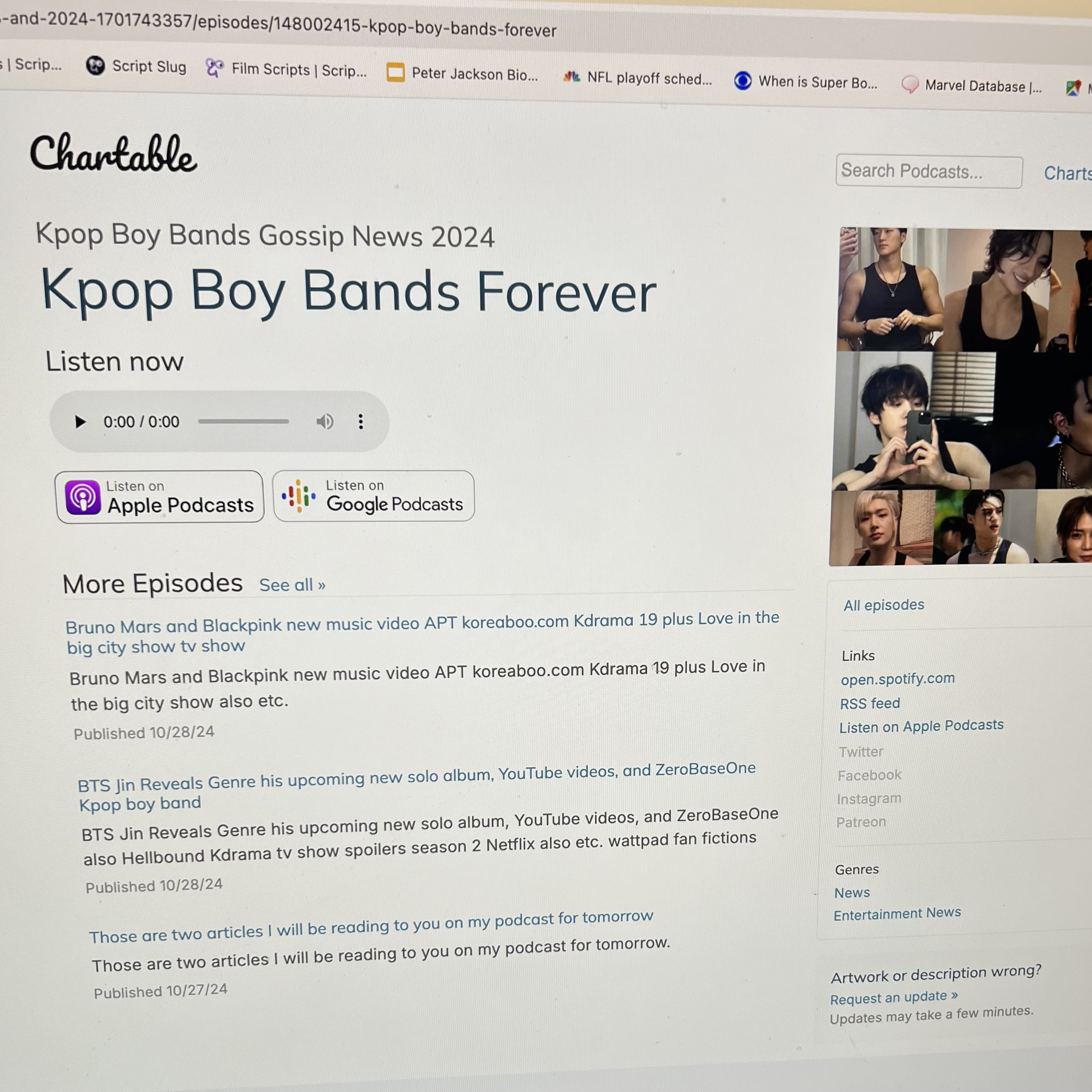 My podcast is chartable website, ATEEZ new album, and Halloween fun ideas article episode artwork