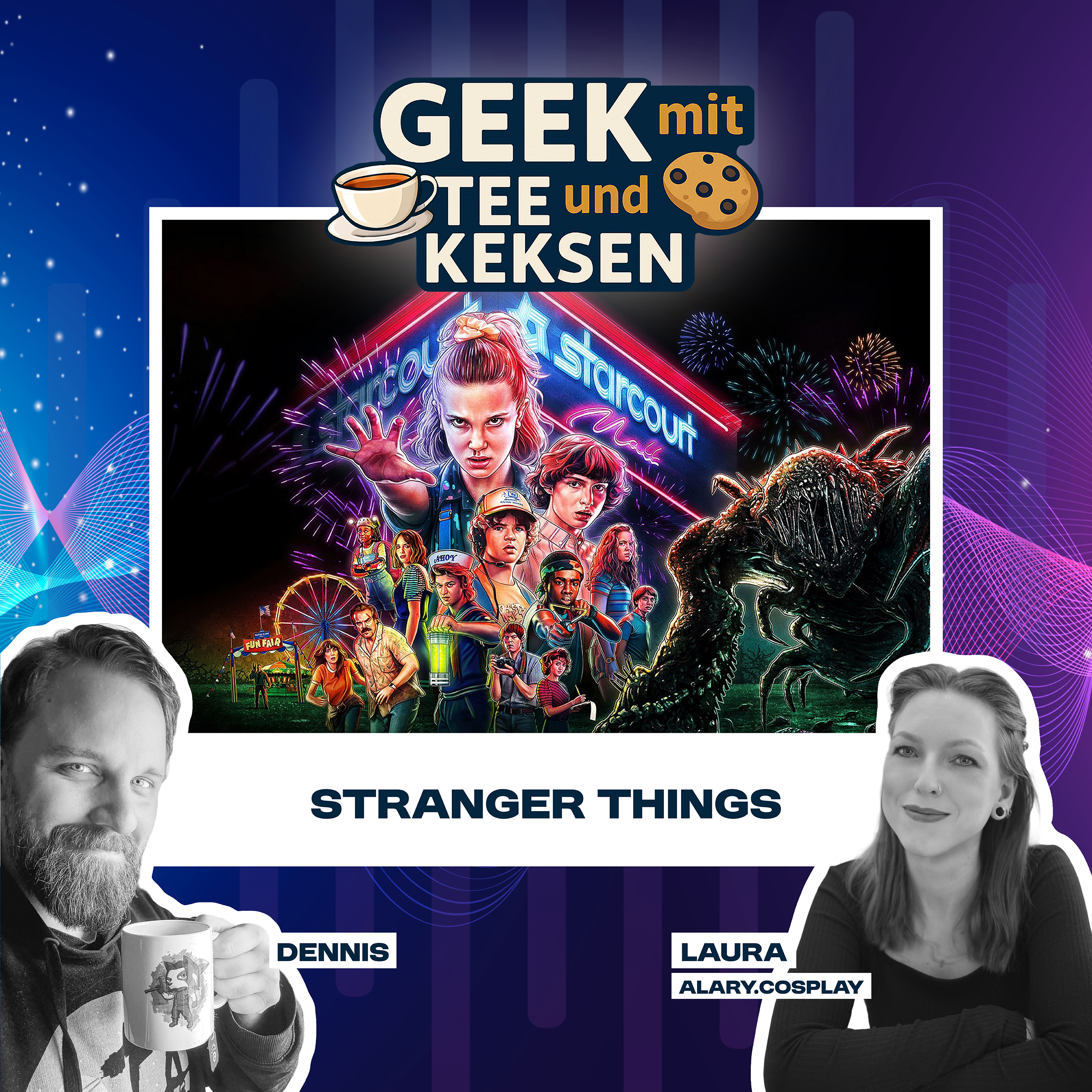 Geek mit Tee und Keksen