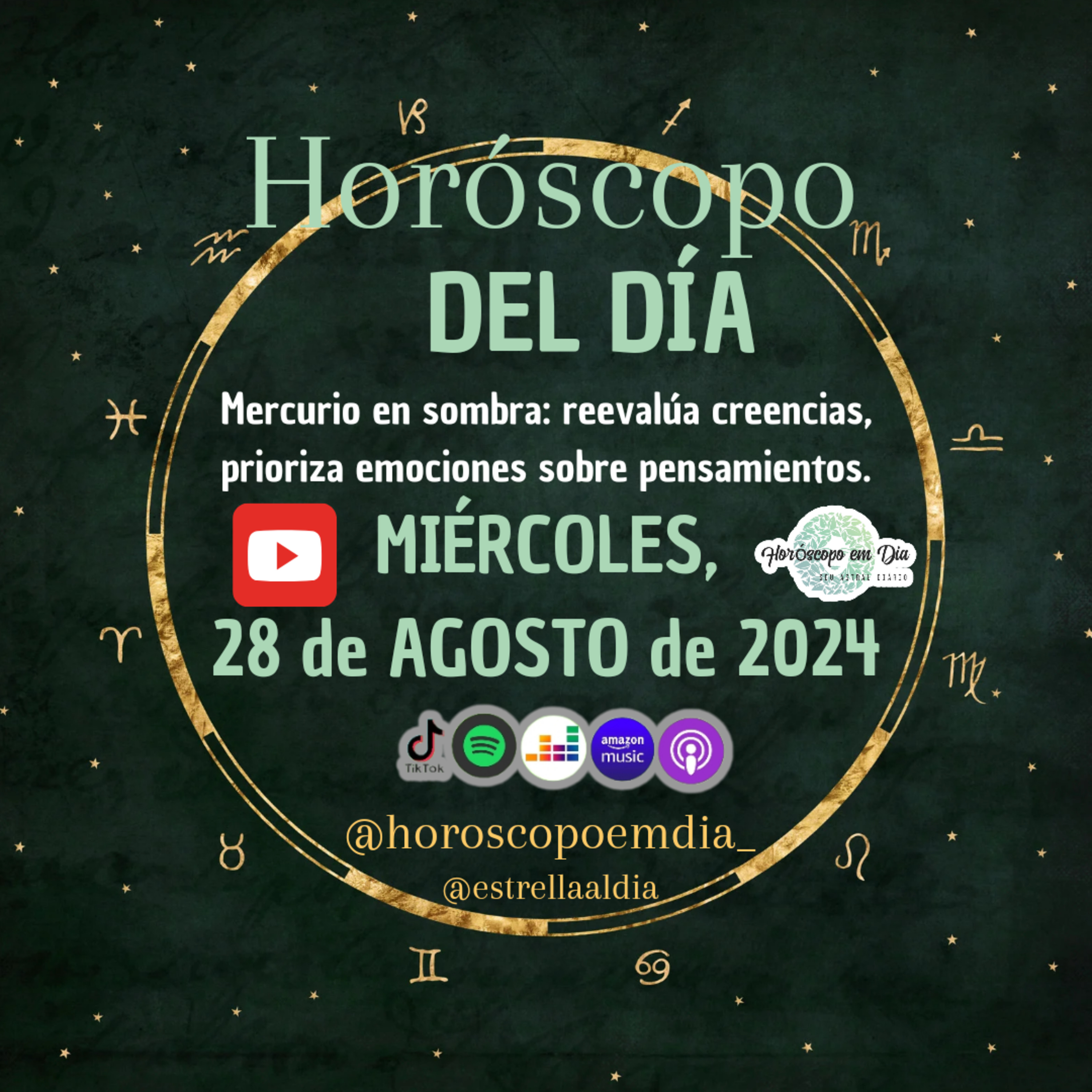 Horóscopo del Día, Miércoles, 28 de Agosto de 2024, Todos los Signos. episode artwork
