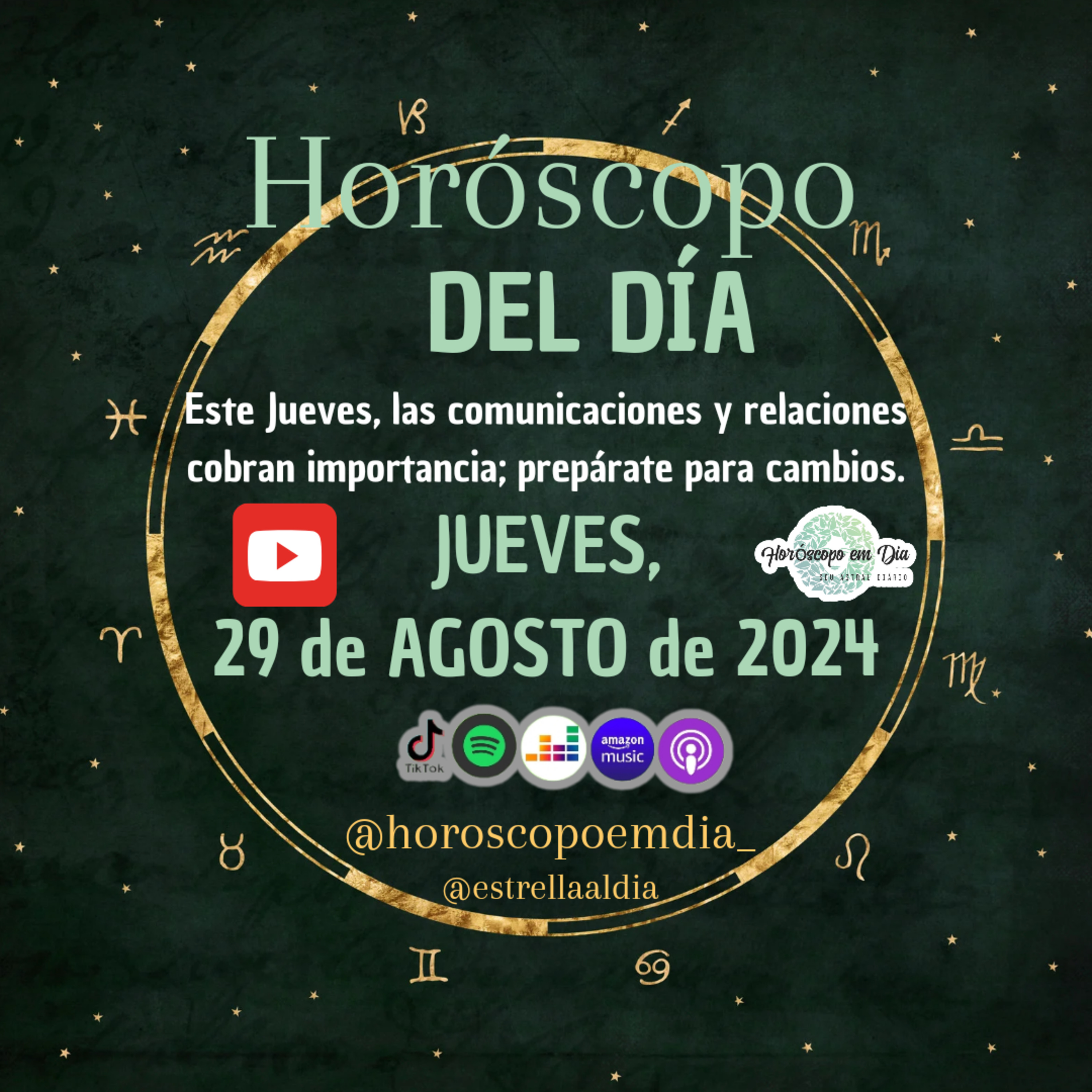 Horóscopo del Día, Jueves, 29 de Agosto de 2024, Todos los Signos. episode artwork