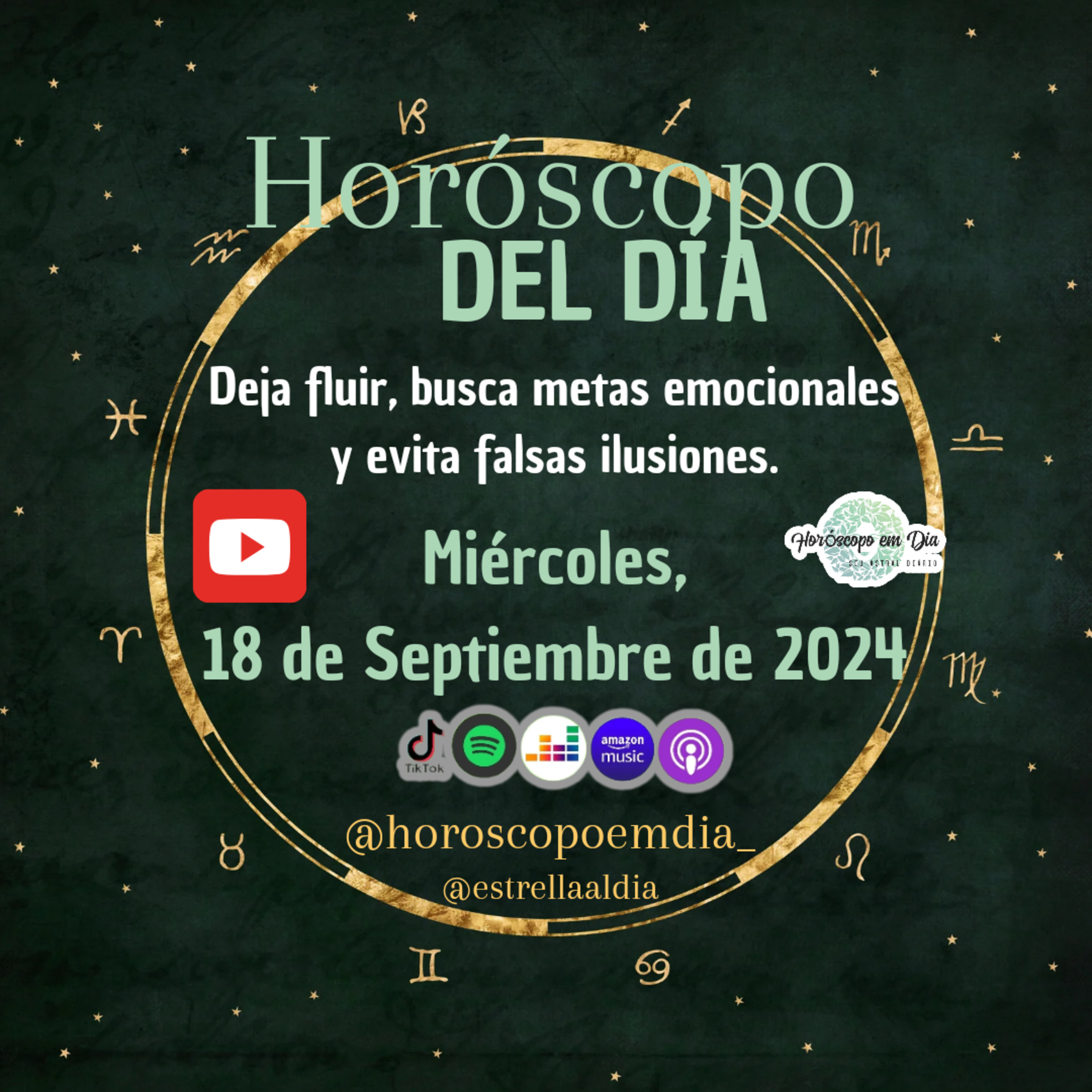 Horóscopo del Día, Miércoles, 18 de Setembro de 2024, Todos los Signos. episode artwork