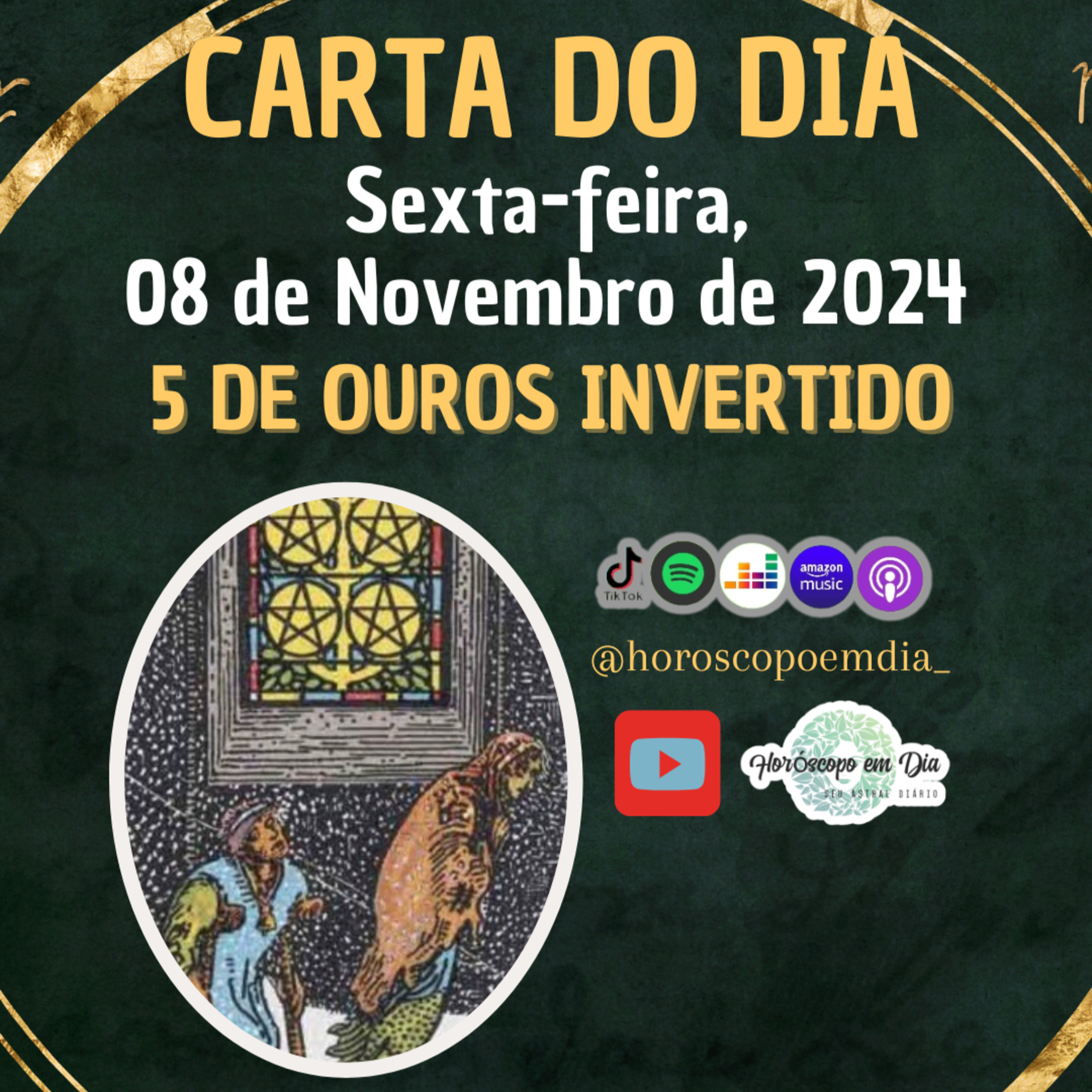 Carta para o dia 8 de Novembro de 2024, 5 de Ouros Invertido. episode artwork