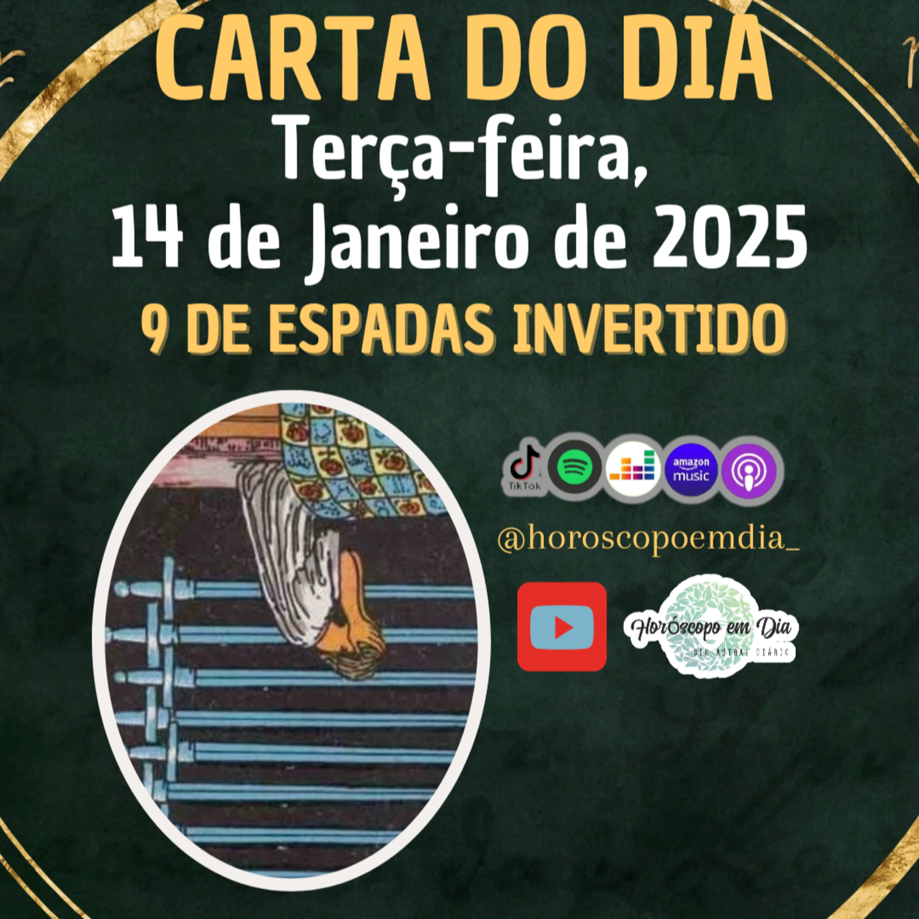 Carta para o dia 14 de Janeiro de 2025, 9 de Espadas Invertido. episode artwork