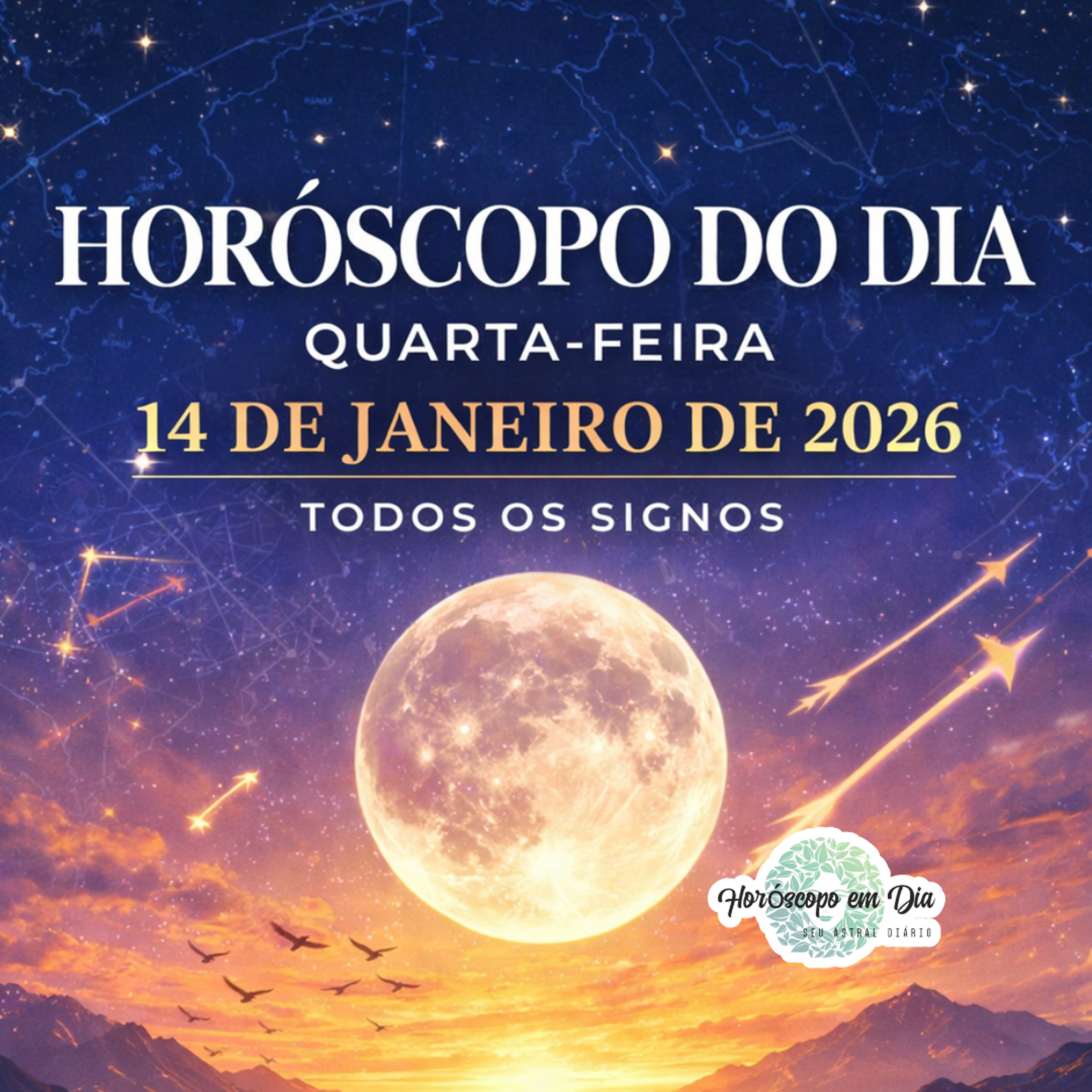 Horóscopo do Dia, Quarta-feira, 14 de Janeiro de 2026. Todos os signos. episode artwork