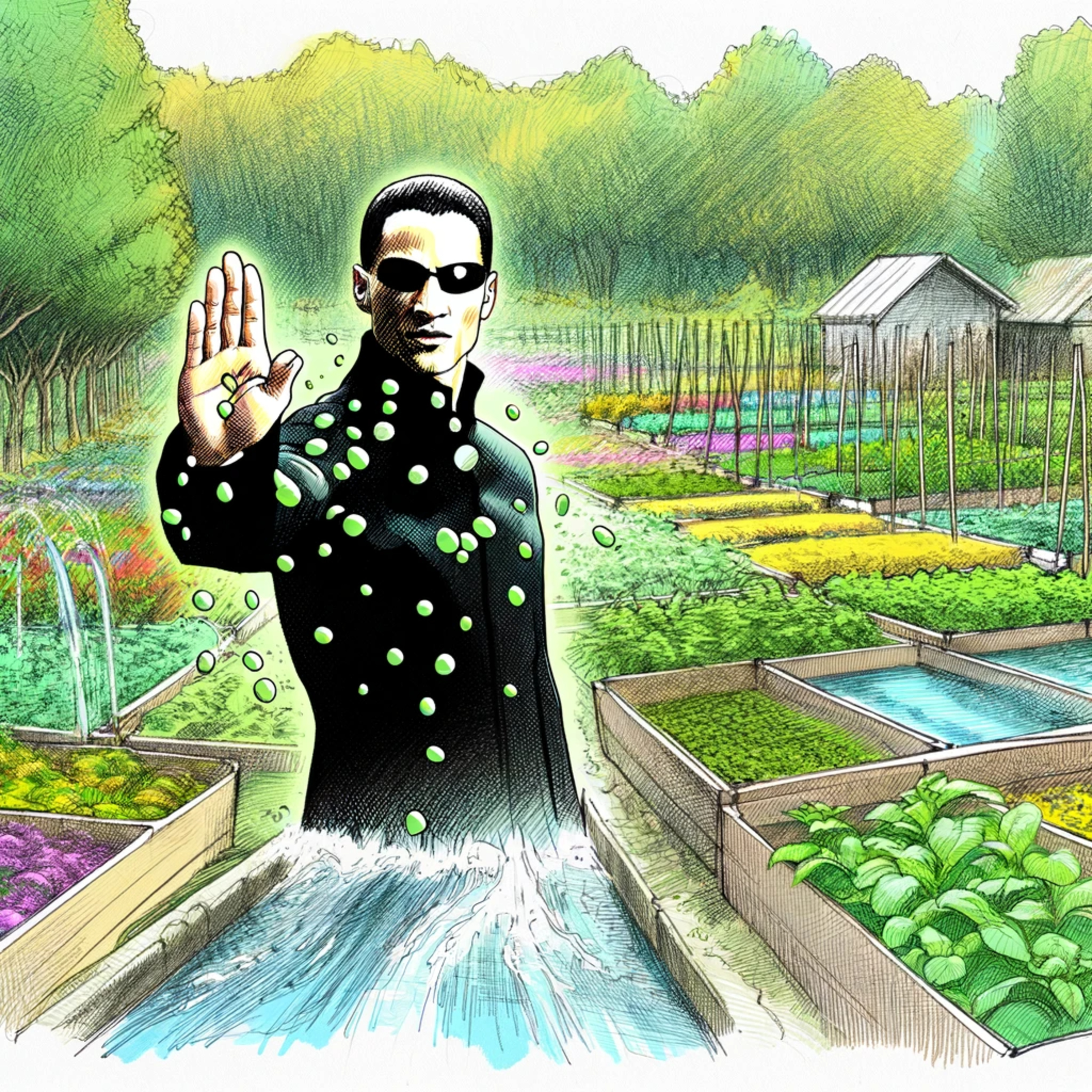 Ralenti le cour de l'eau dans ton jardin comme Néo dans Matrix episode artwork