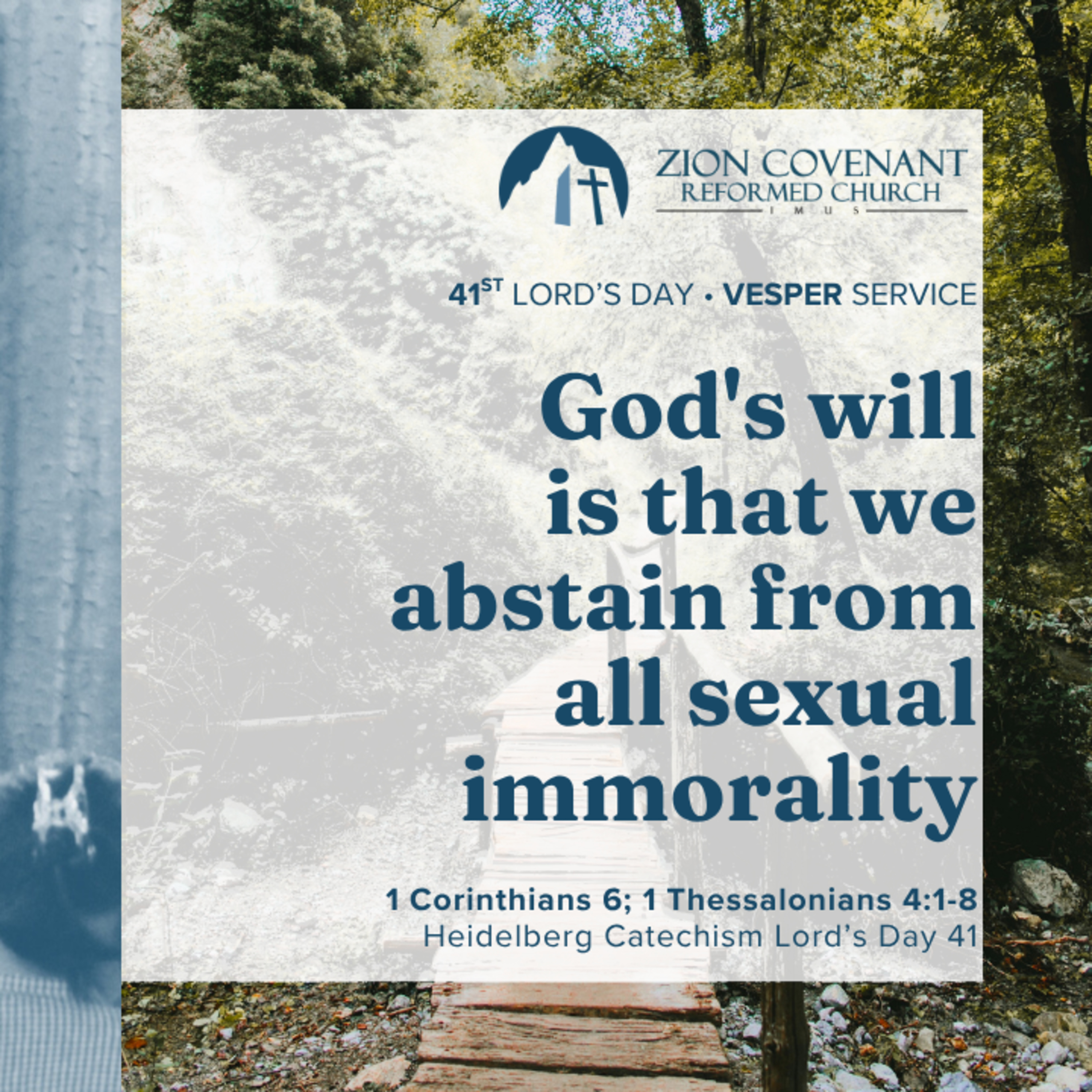 "God's will is that we abstain from all sexual immorality" (Heidelberg Catechism Lord's Day 41) episode artwork