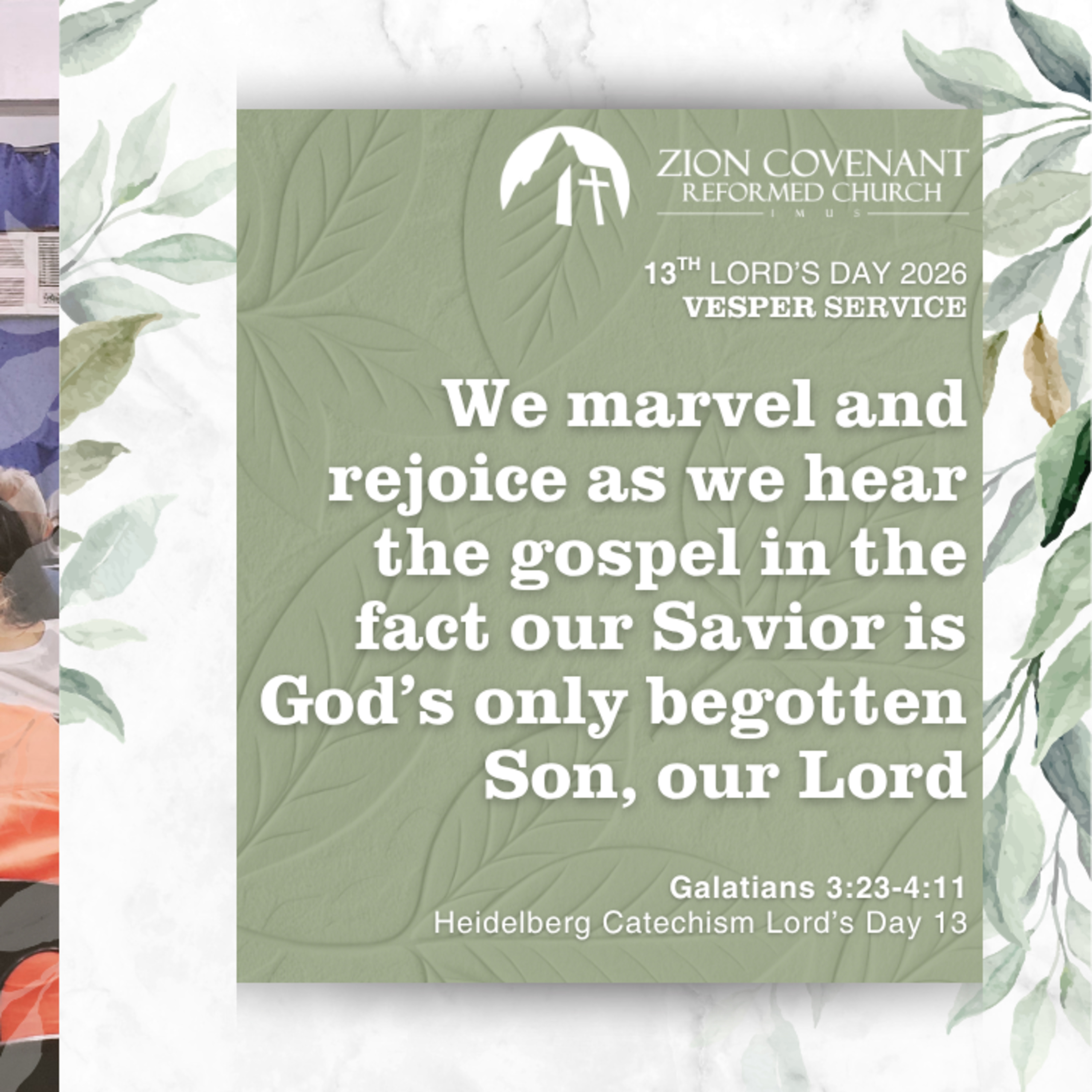 "Marvel and rejoice at the Gospel: our Savior is God’s only begotten Son our Lord" (Heidelberg Catechism Lord's Day 13) episode artwork