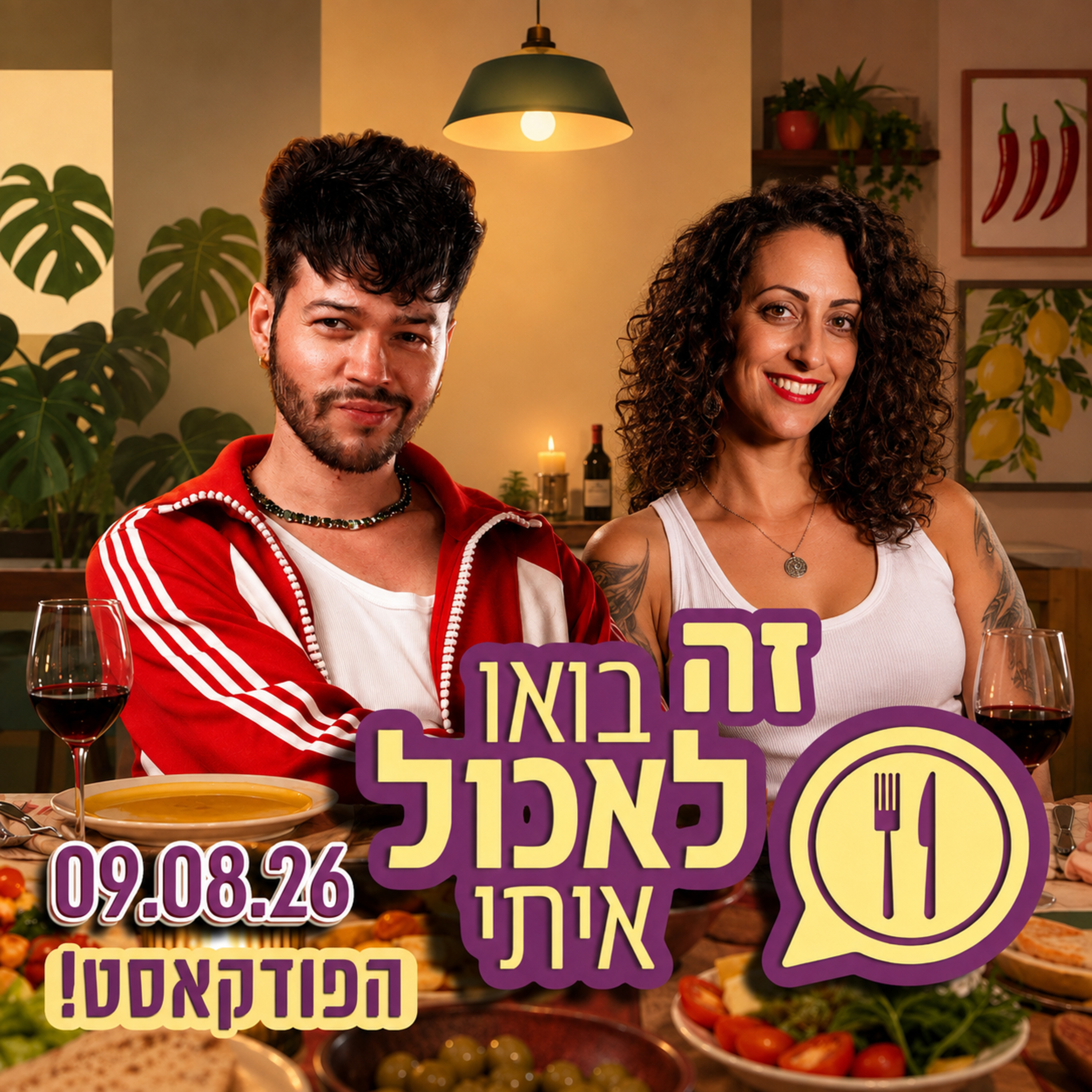זה ״בואו לאכול איתי״ הפודקאסט- 09.08.26 - קציעה תנשמי! ראיון מיוחד עם קציעה אלדר🍒 episode artwork