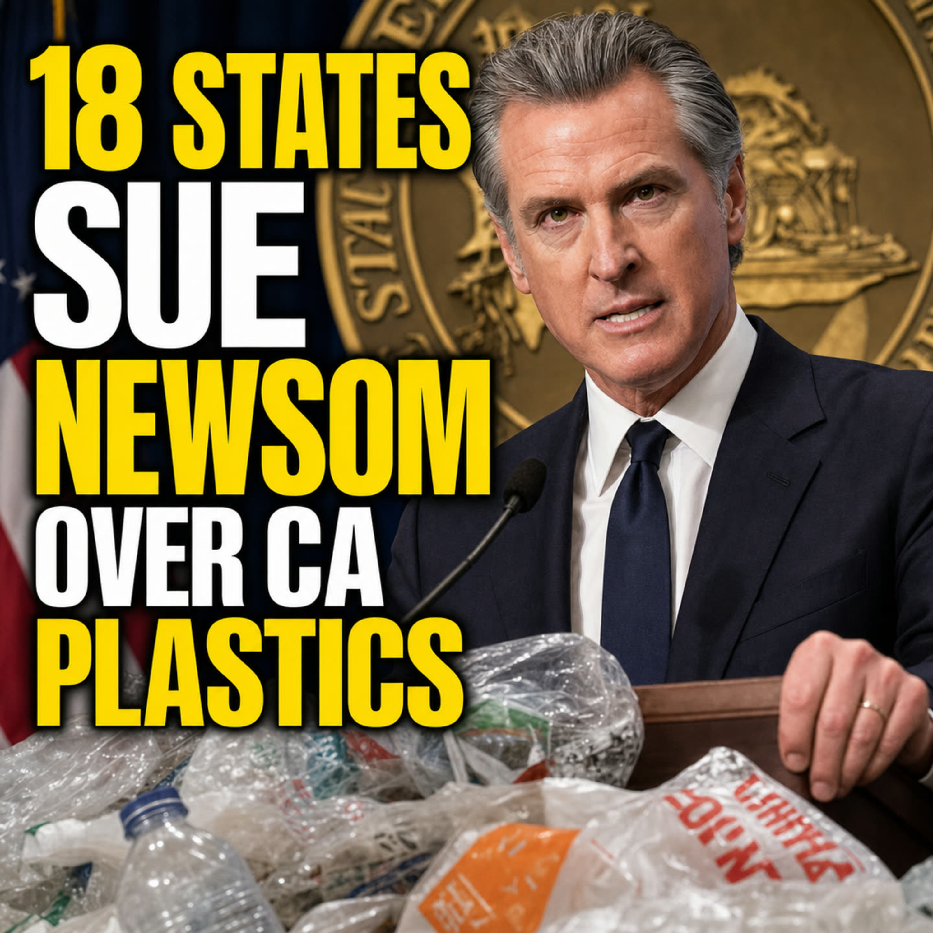 Newsom Sued By 18 States Over California Forcing Plastics Law Nationwide episode artwork