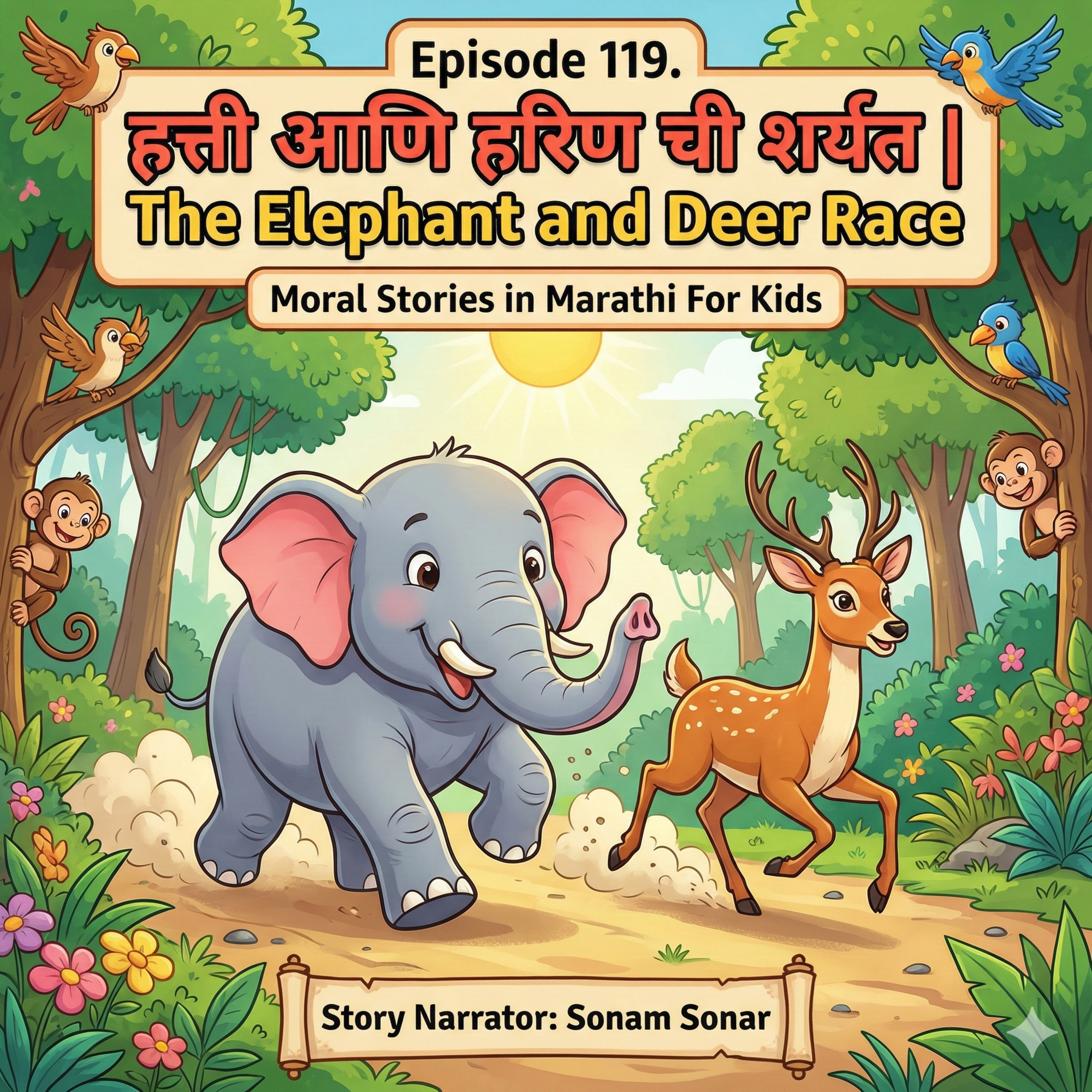 119. हत्ती आणि हरिण ची शर्यत | The Elephant and Deer Race episode artwork