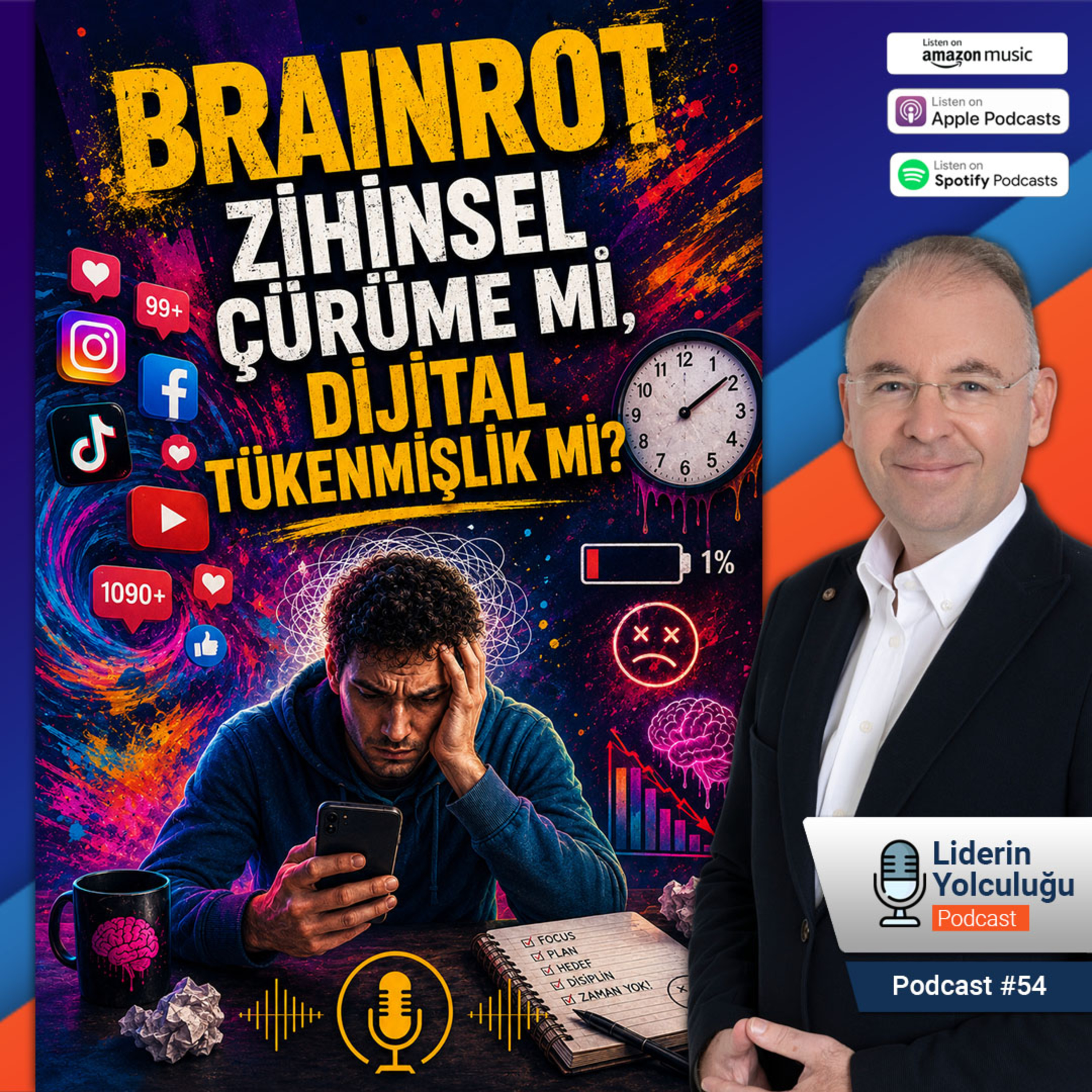 Liderin Yolculuğu #54 - Brainrot Zihinsel Çürüme mi, Dijital Tükenmişlik mi? episode artwork