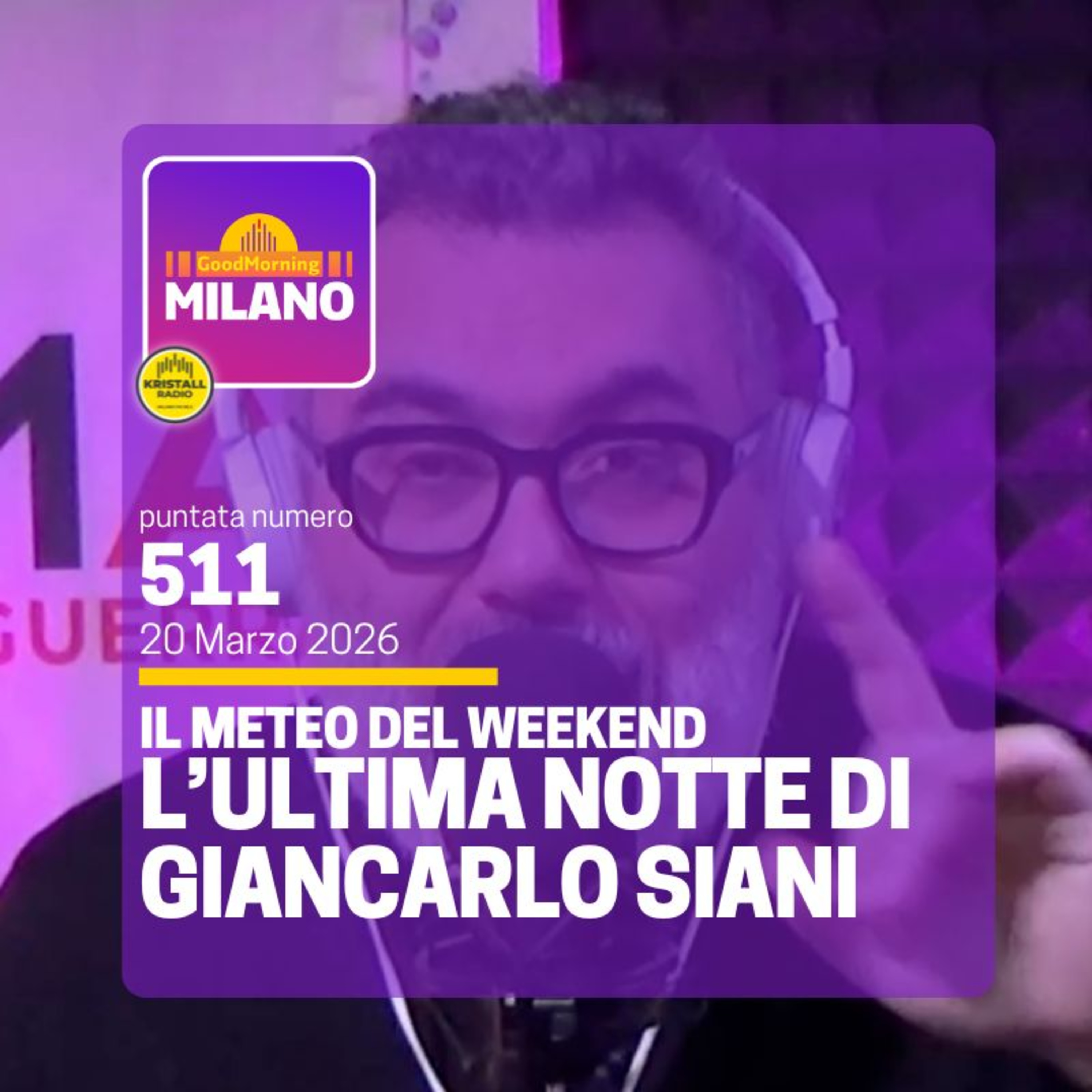 Ep. 511, 20 marzo. Il Meteo del Weekend, L'ultima Notte di Giancarlo Siani, gli Eventi milanesi con EriBi.