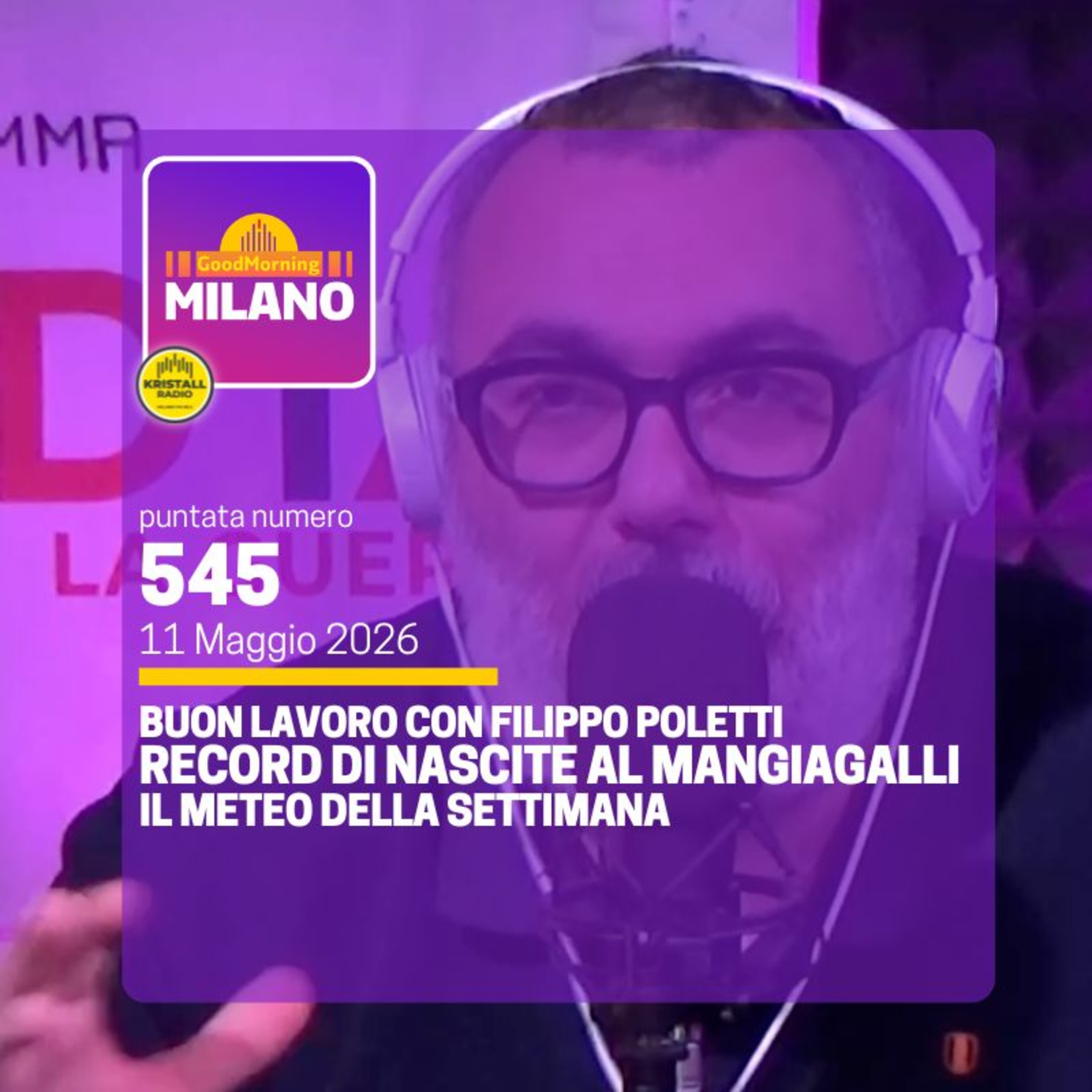 Ep. 543, 11 maggio. CH Meteo e il Meteo della Settimana, Record di Nascite al Mangiagalli, «Buon Lavoro».