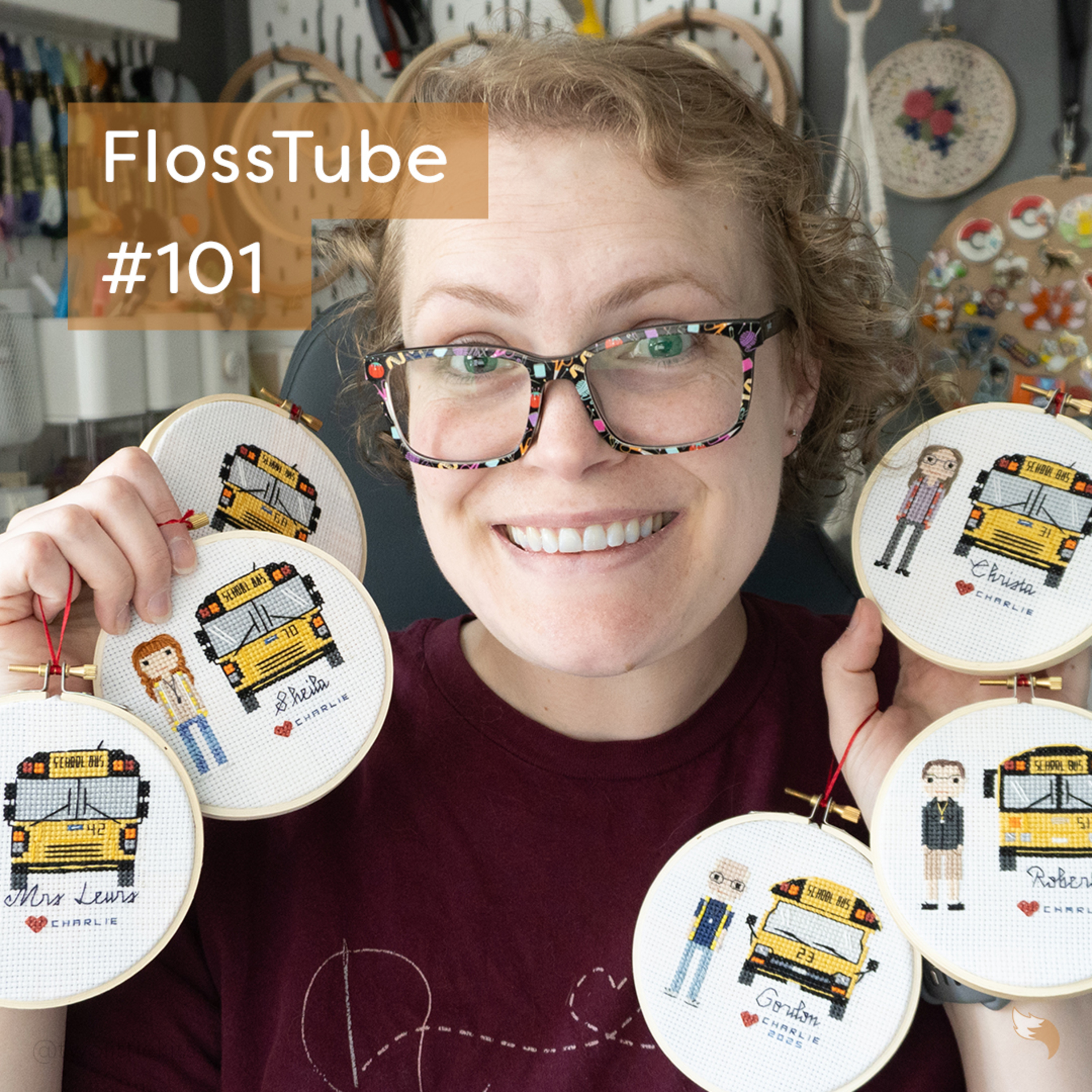FlossTube #101 - The Wheels on the Bus Go... Cross-Stitched! episode artwork