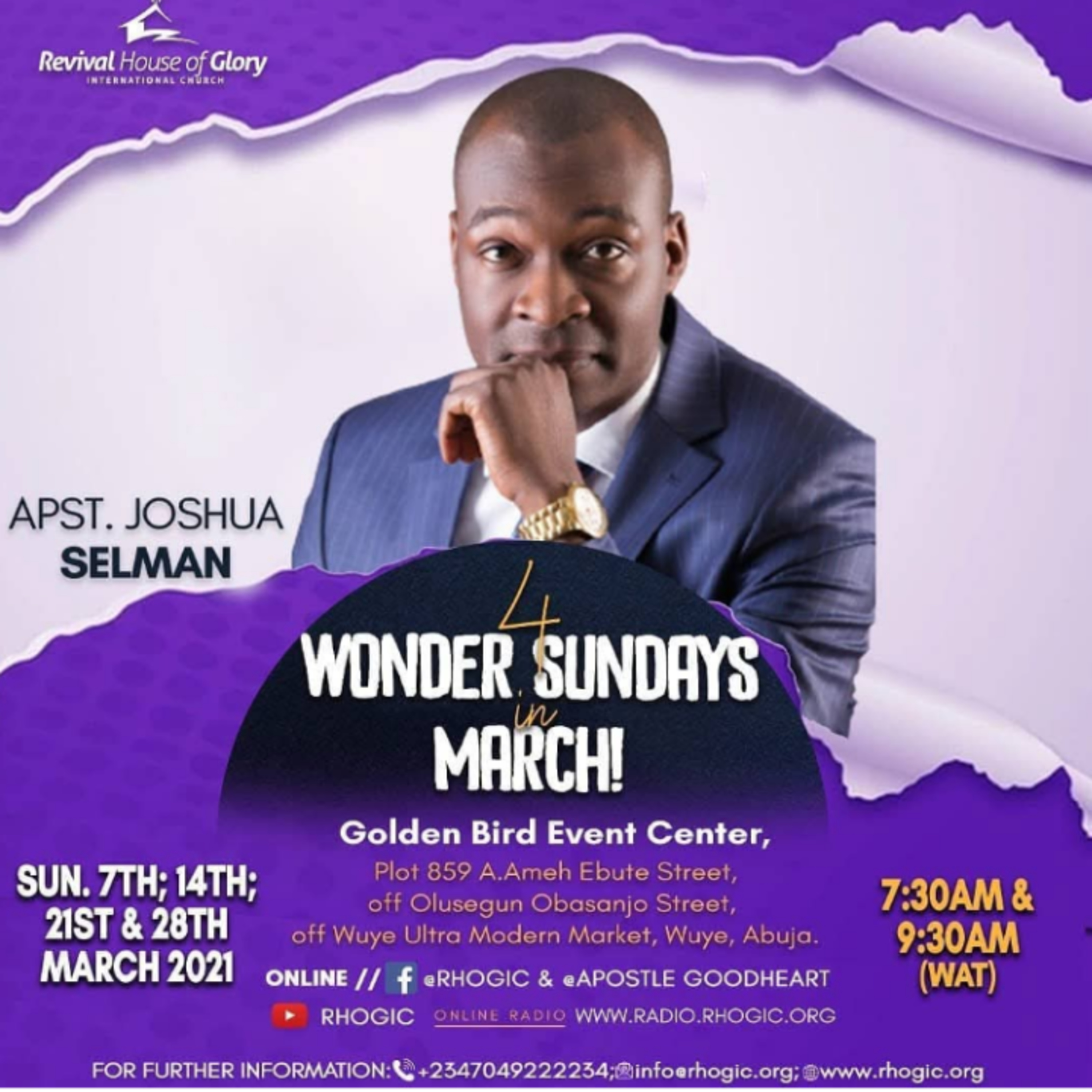 PRINCIPLE OF HONOUR (4 WONDER SUNDAYS | RHOGIC ) WITH APOSTLE JOSHUA SELMAN (MARCH 2021)