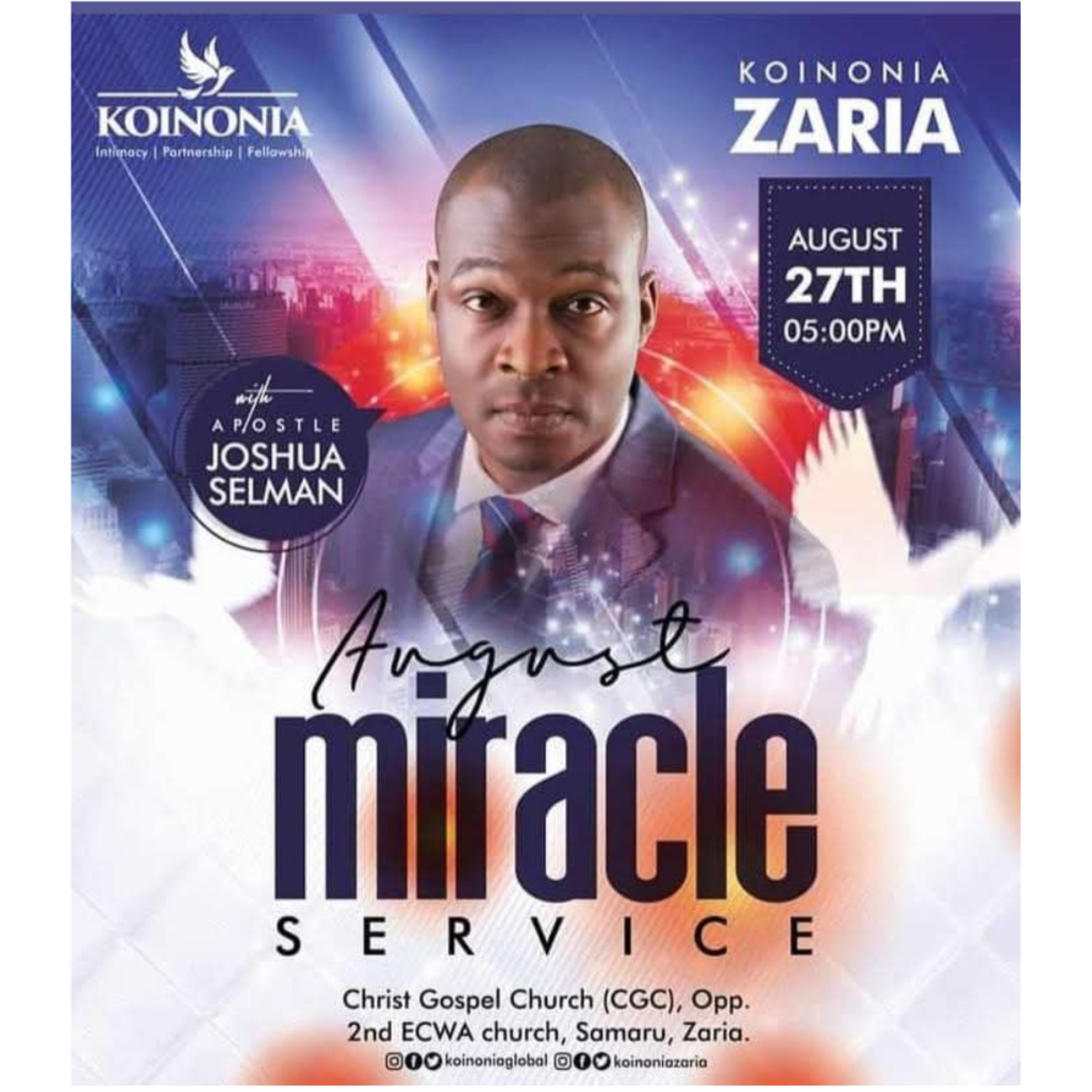 AUGUST 2021 MIRACLE SERVICE (KOINONIA ZARIA) WITH APOSTLE JOSHUA SELMAN 27.08.2021