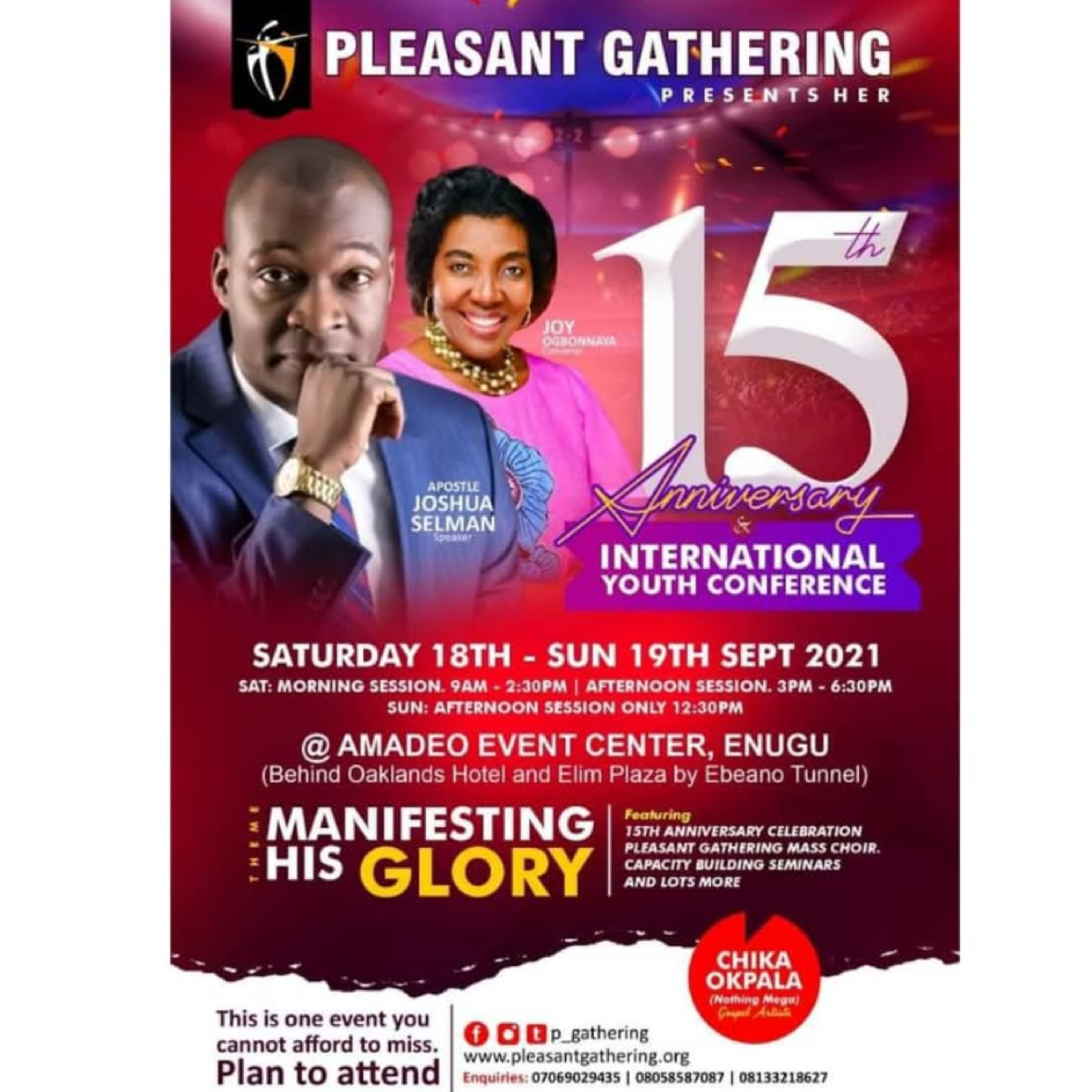 MANIFESTING HIS GLORY (IYC 2021 - PLEASANT GATHERING ENUGU) WITH APOSTLE JOSHUA SELMAN 18.09.2021