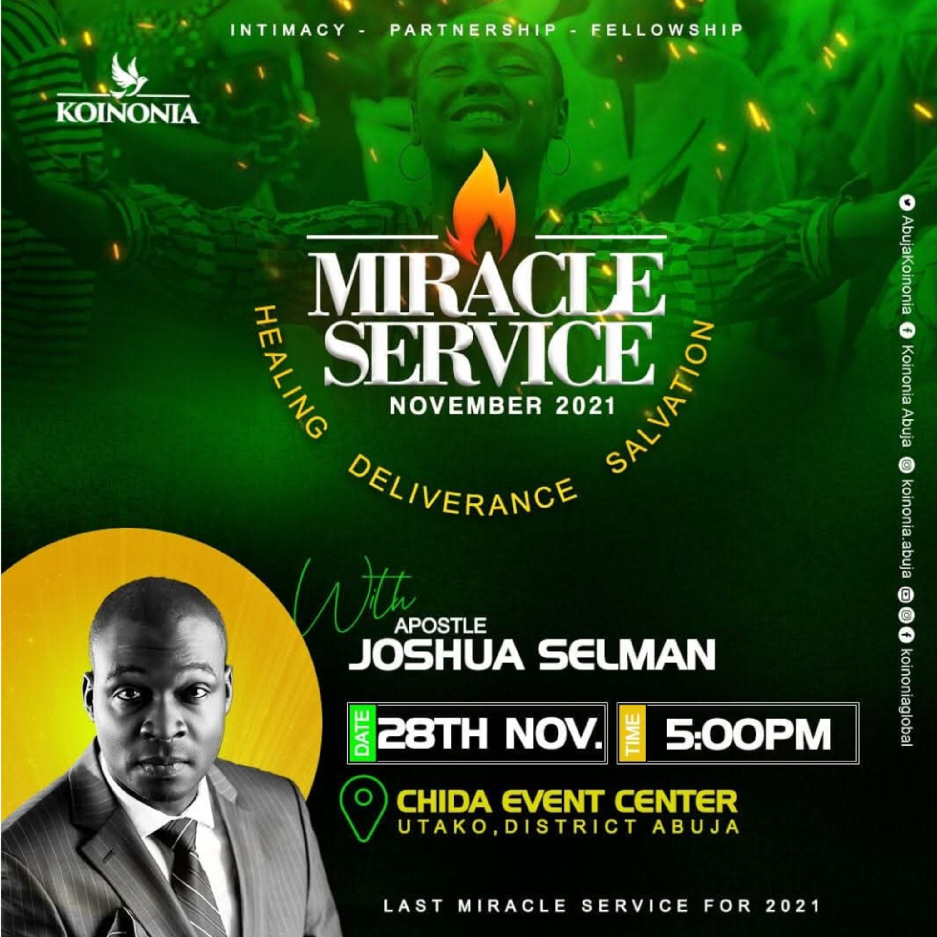 NOVEMBER 2021 MIRACLE SERVICE WITH APOSTLE JOSHUA SELMAN 28.11.2021