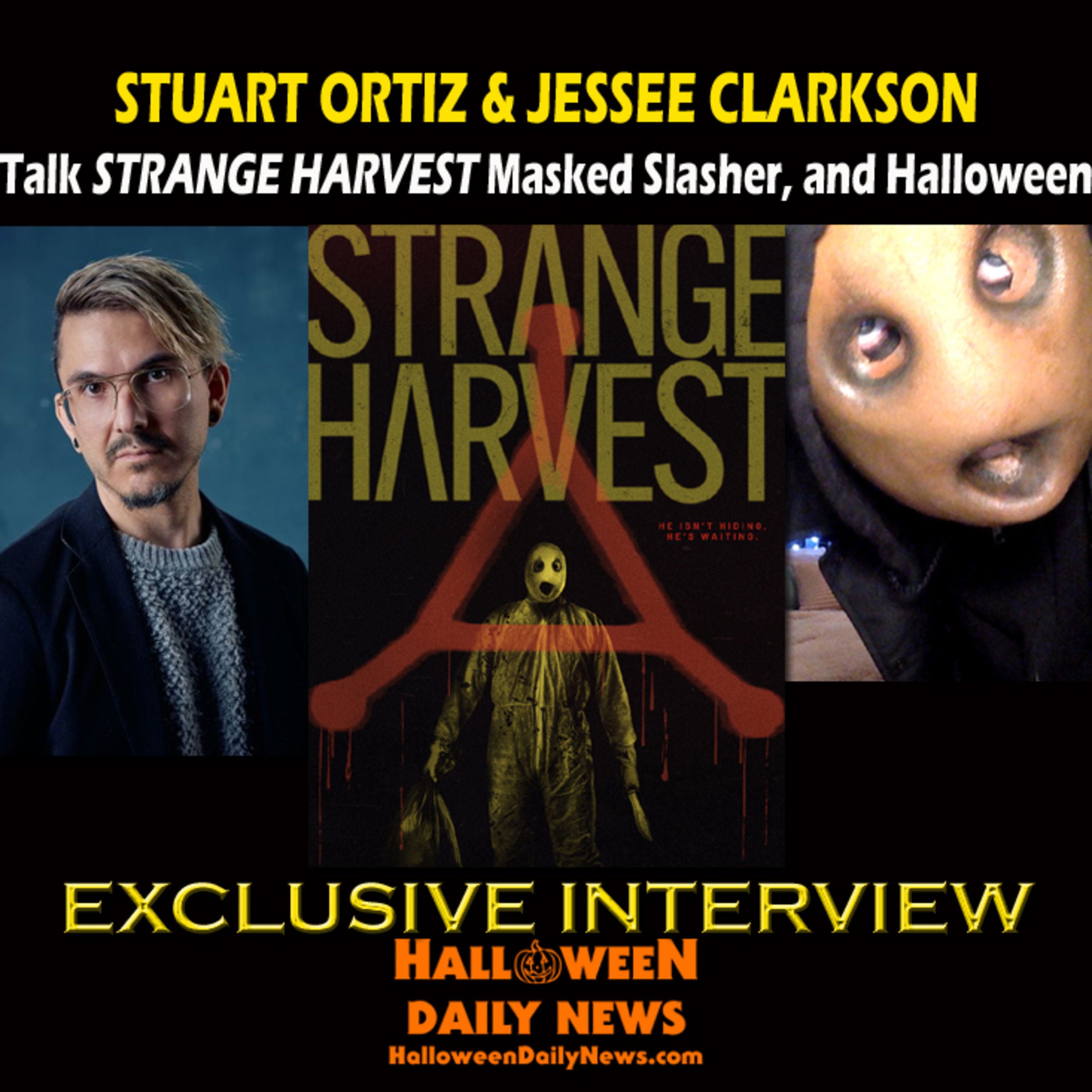 Stuart Ortiz and Jessee Clarkson Talk STRANGE HARVEST Slasher Mr. Shiny and Halloween episode artwork