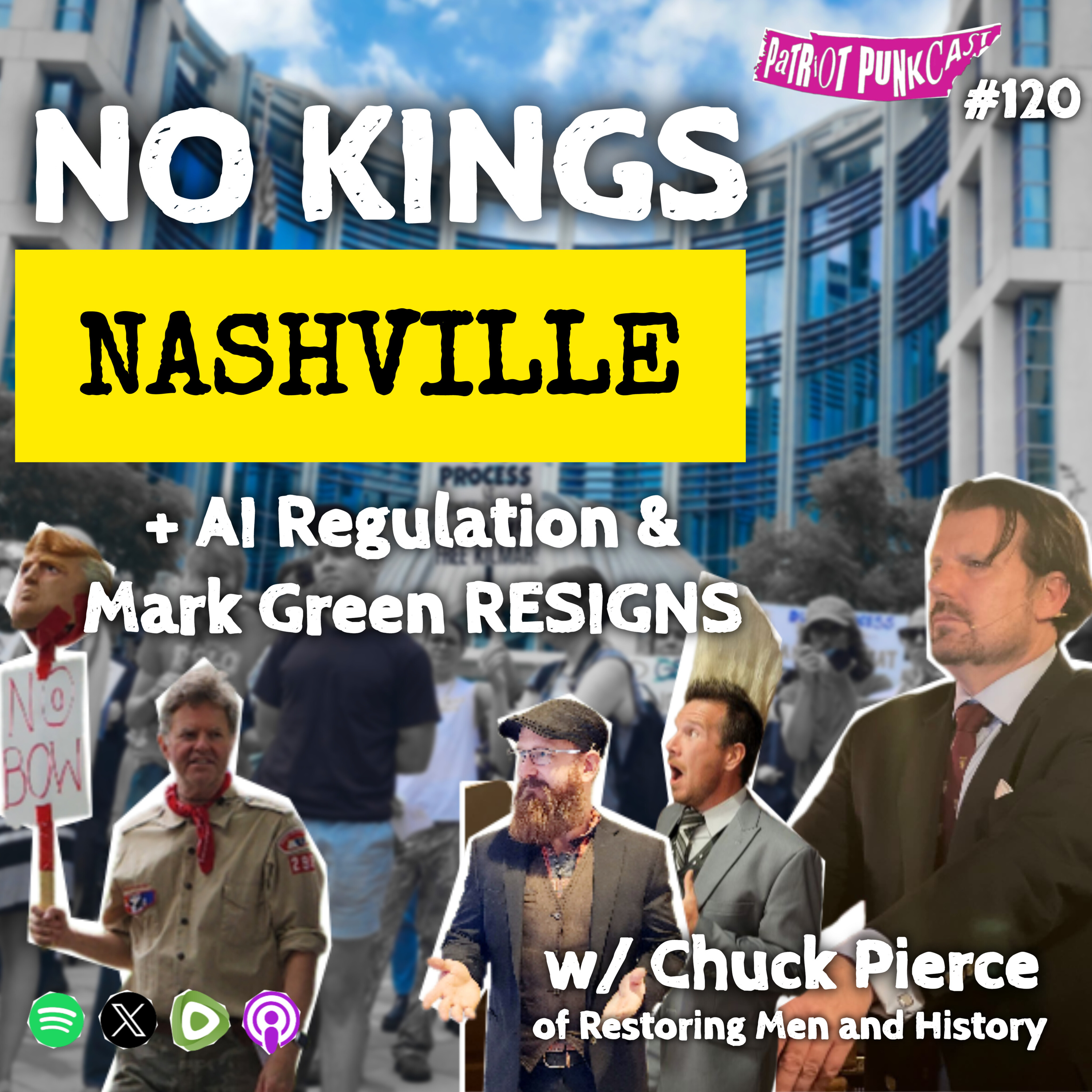 Patriot Punkcast #120 - No Kings Nashville, AI Regulation & Green Resigns w/ Chuck Pierce episode artwork