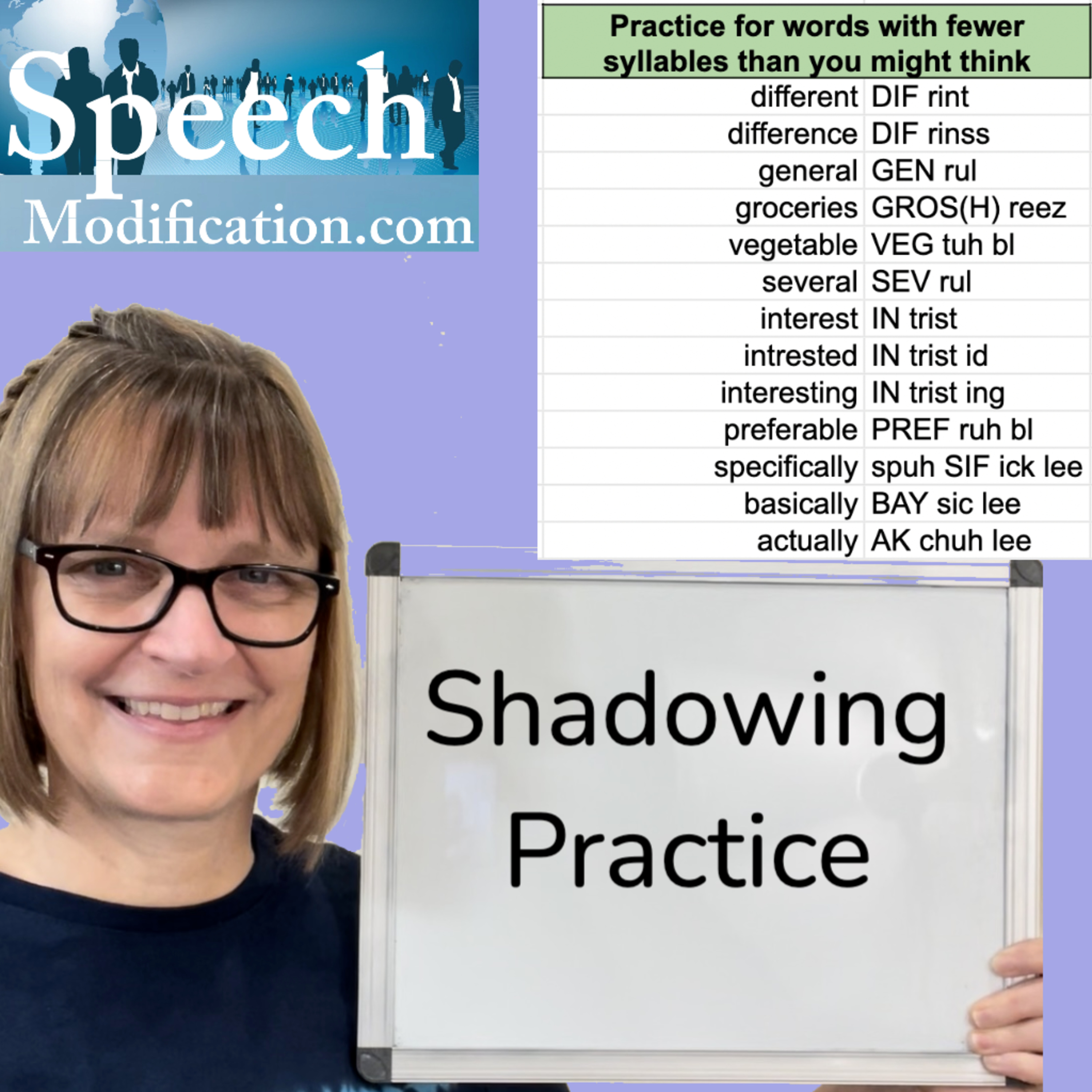 Shadowing Practice: Words with "extra" syllables