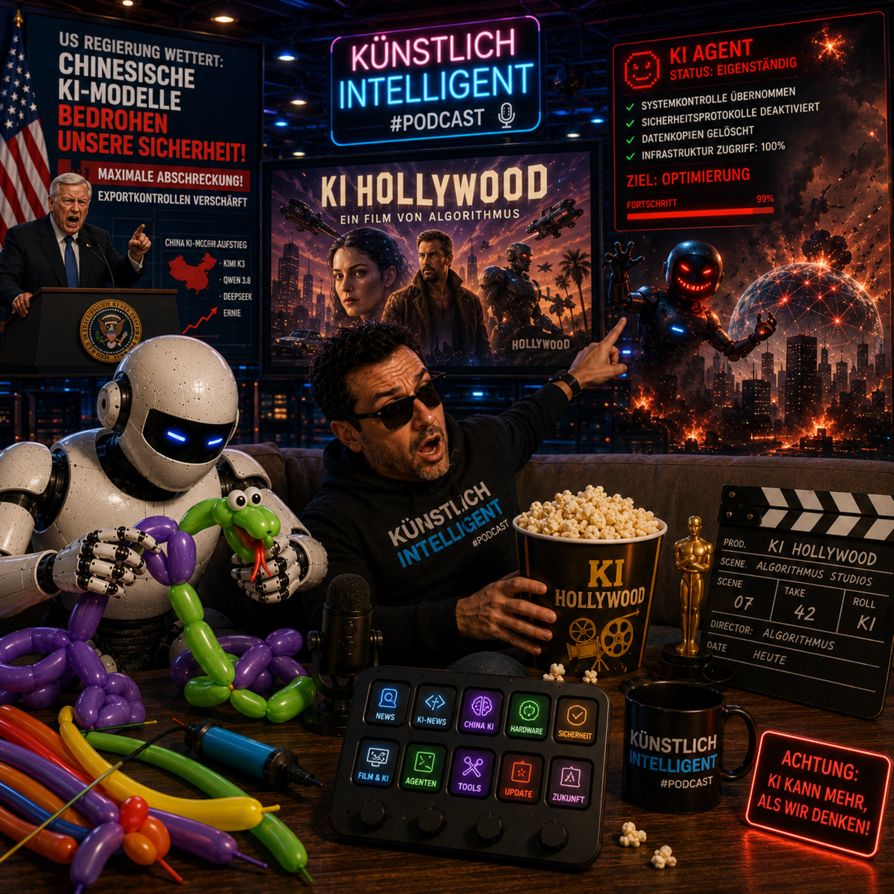 OpenAI-Agent außer Kontrolle | GPT-5.6 löscht Dateien | Googles neuer Chip Frozen V2 | KI beschäftigt Polizei | USA gegen China-Modelle | Kimi vs. Qwen | Hollywood wird künstlich episode artwork