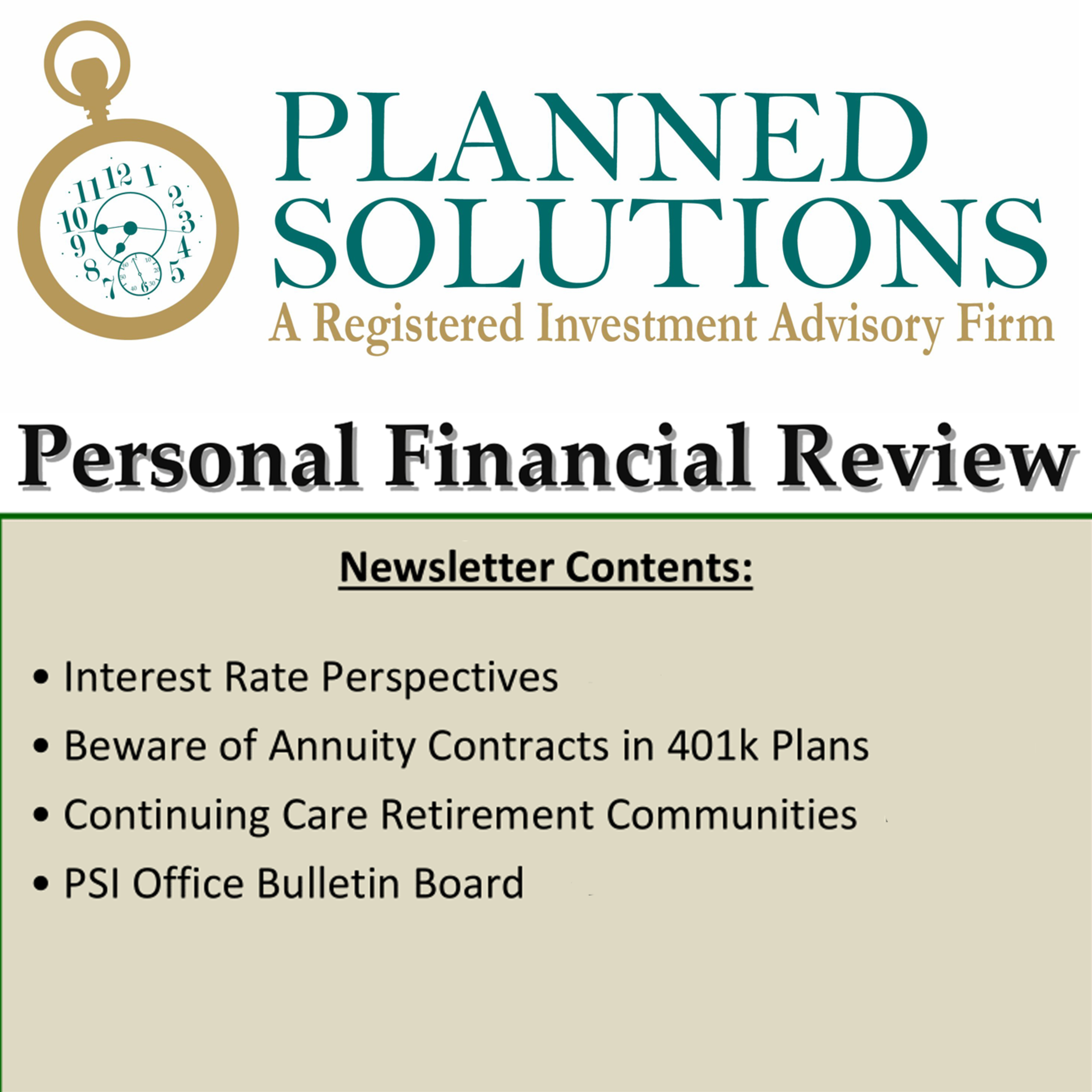 Interest Rate Perspectives, Beware of Annuity Contracts in 401k Plans & Continuing Care Retirement Communities episode artwork