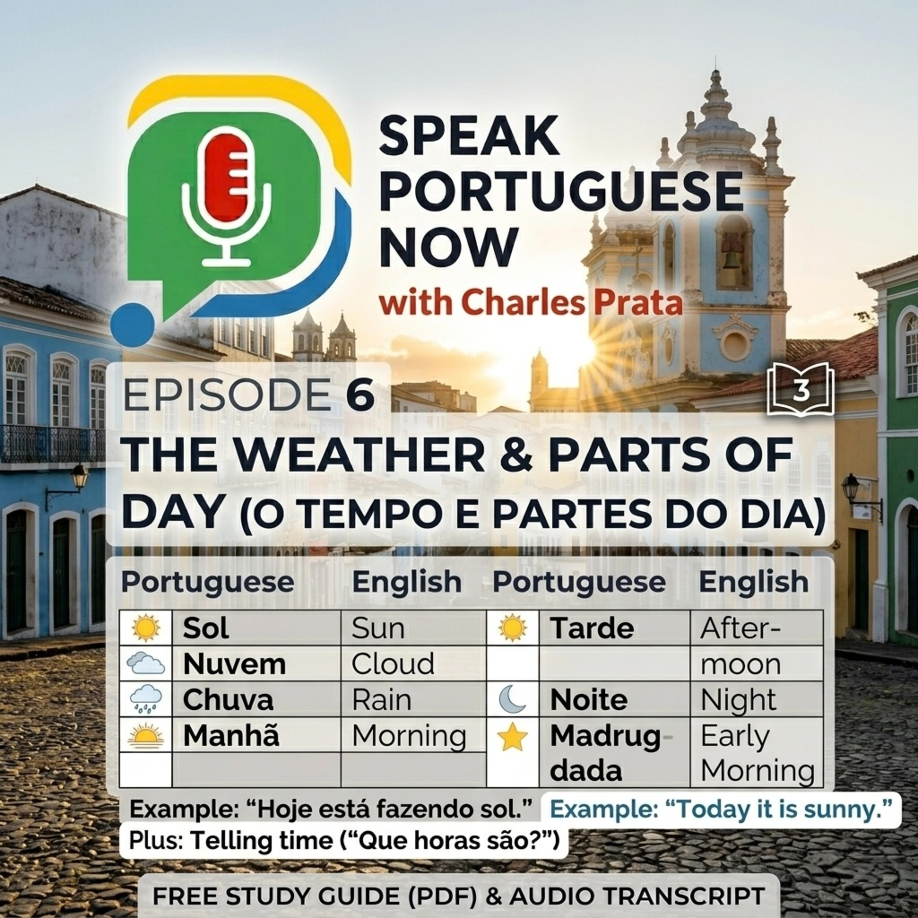 #6 Brazilian Portuguese Listening Practice | Time and parts of the days, Tempo e Partes do Dia | Learn Portuguese Fast