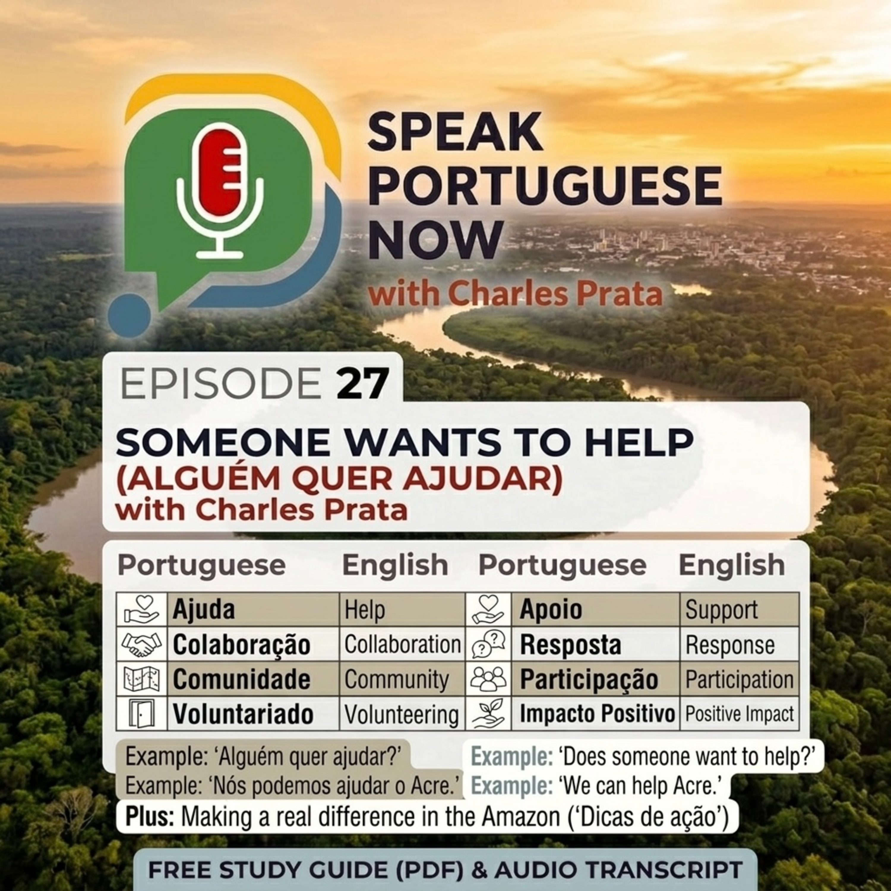#27 Learn Brazilian Portuguese | Someone wants to help. Alguem quer ajudar | Brazilian Portuguese Listening Practice
