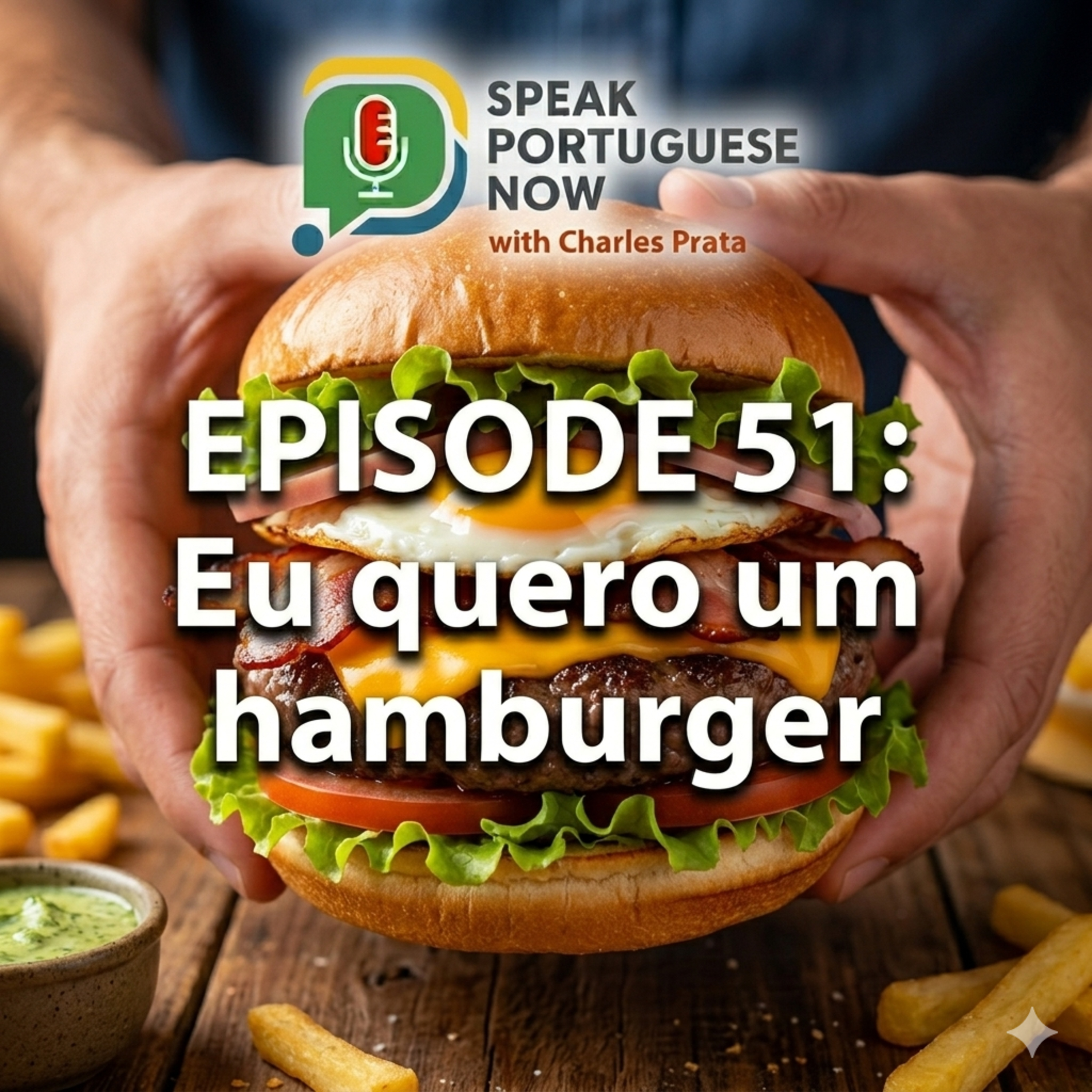 #51 Learn Brazilian Portuguese | I want to a hamburger. Eu quero um hambúrguer | The fastest way to speak Brazilian Portuguese through stories
